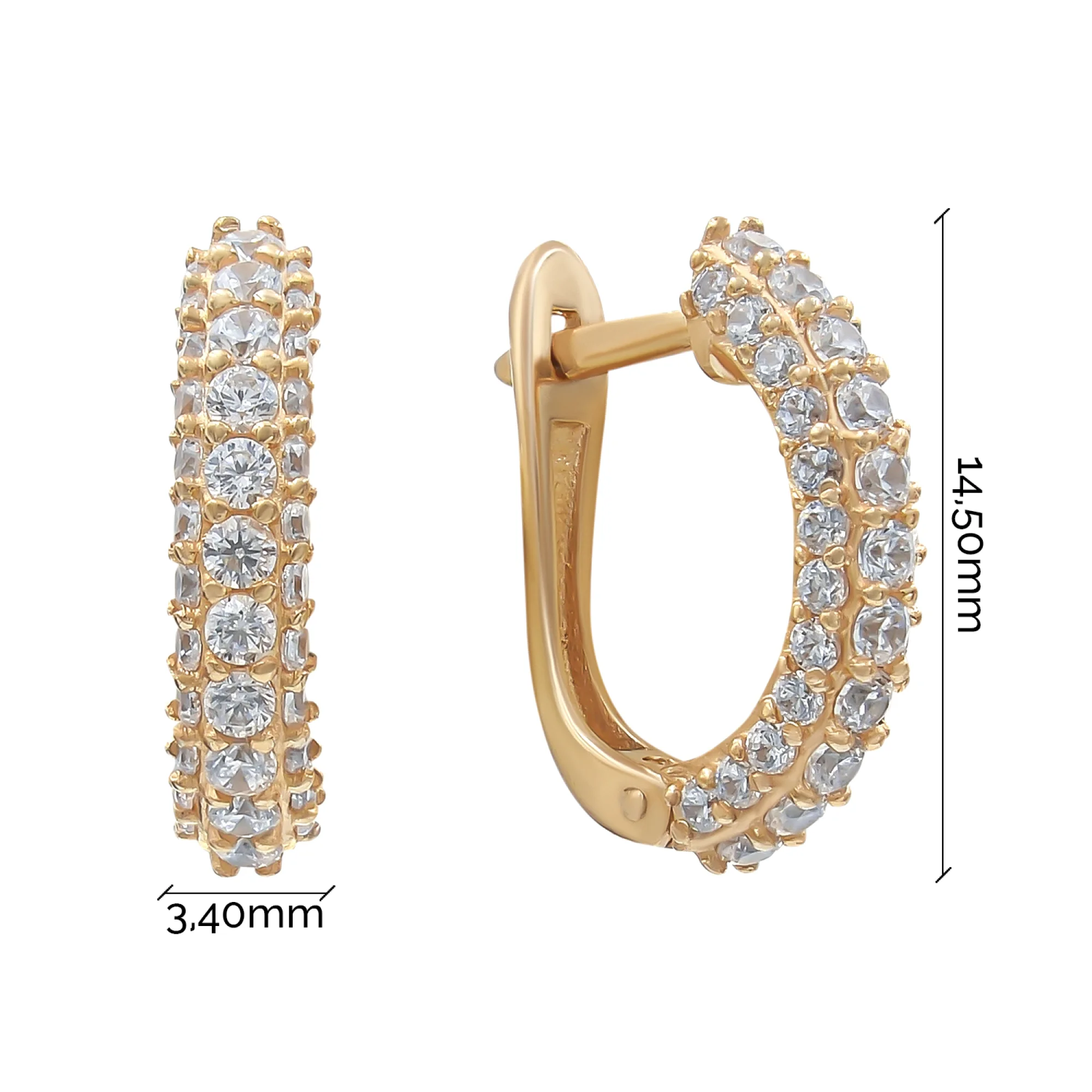 Сережки из красного золота с фианитами - 825859 - 3