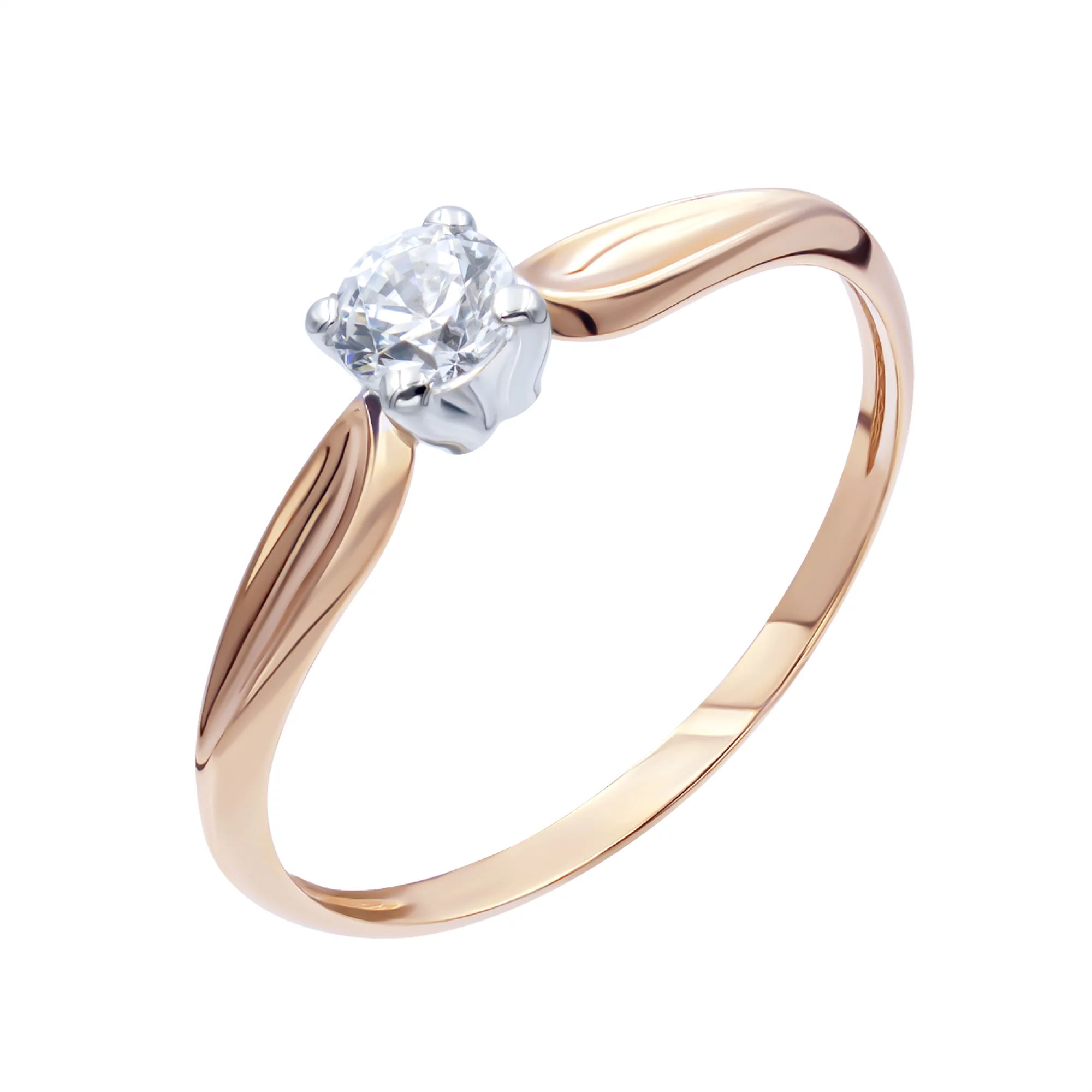 Золотое кольцо с фианитом - 483126 – изображение 1