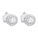 Сережки-гвоздики из белого золота с бриллиантами - 908335