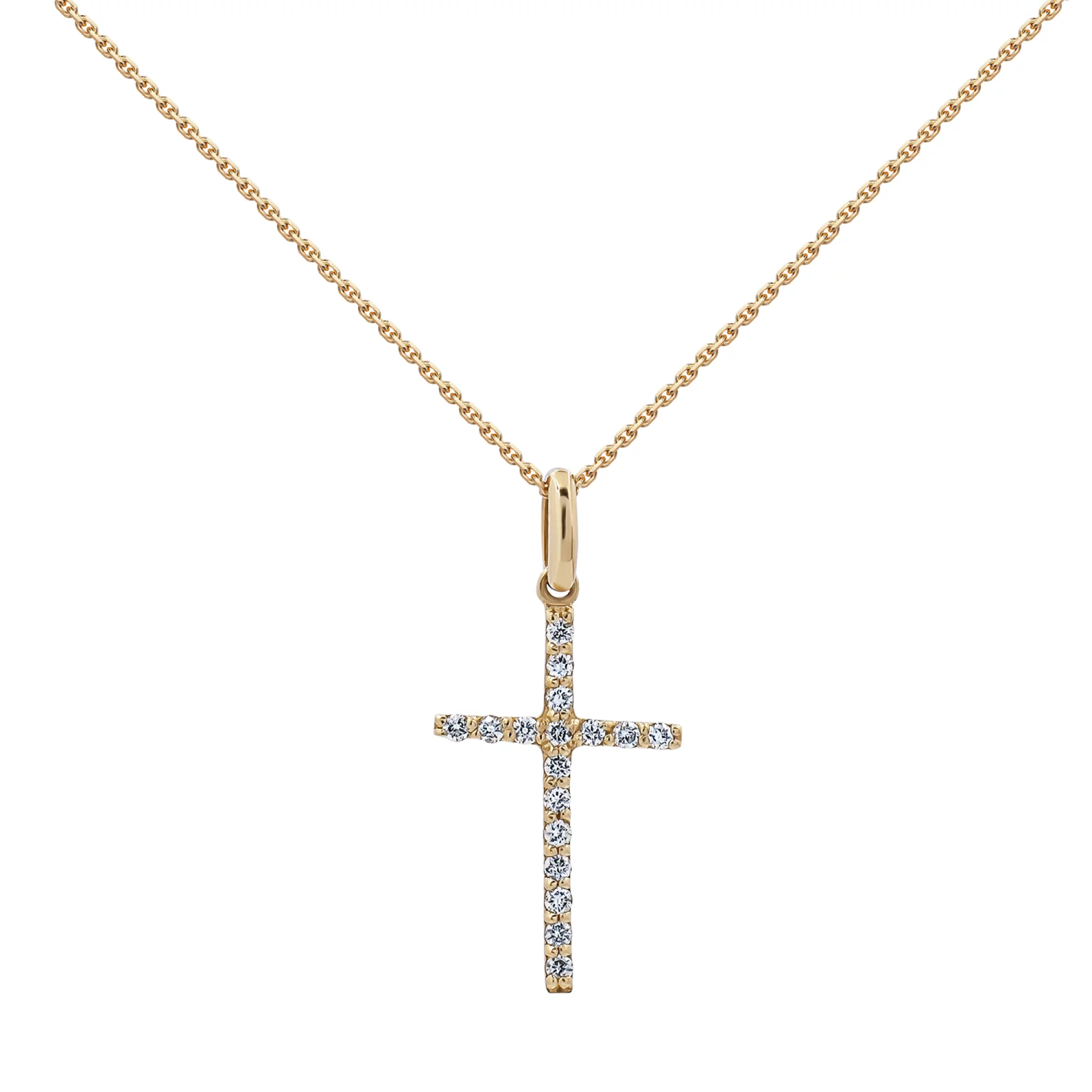 Золотая цепочка с крестиком и бриллиантами в якорном плетении - 1266228 – изображение 1