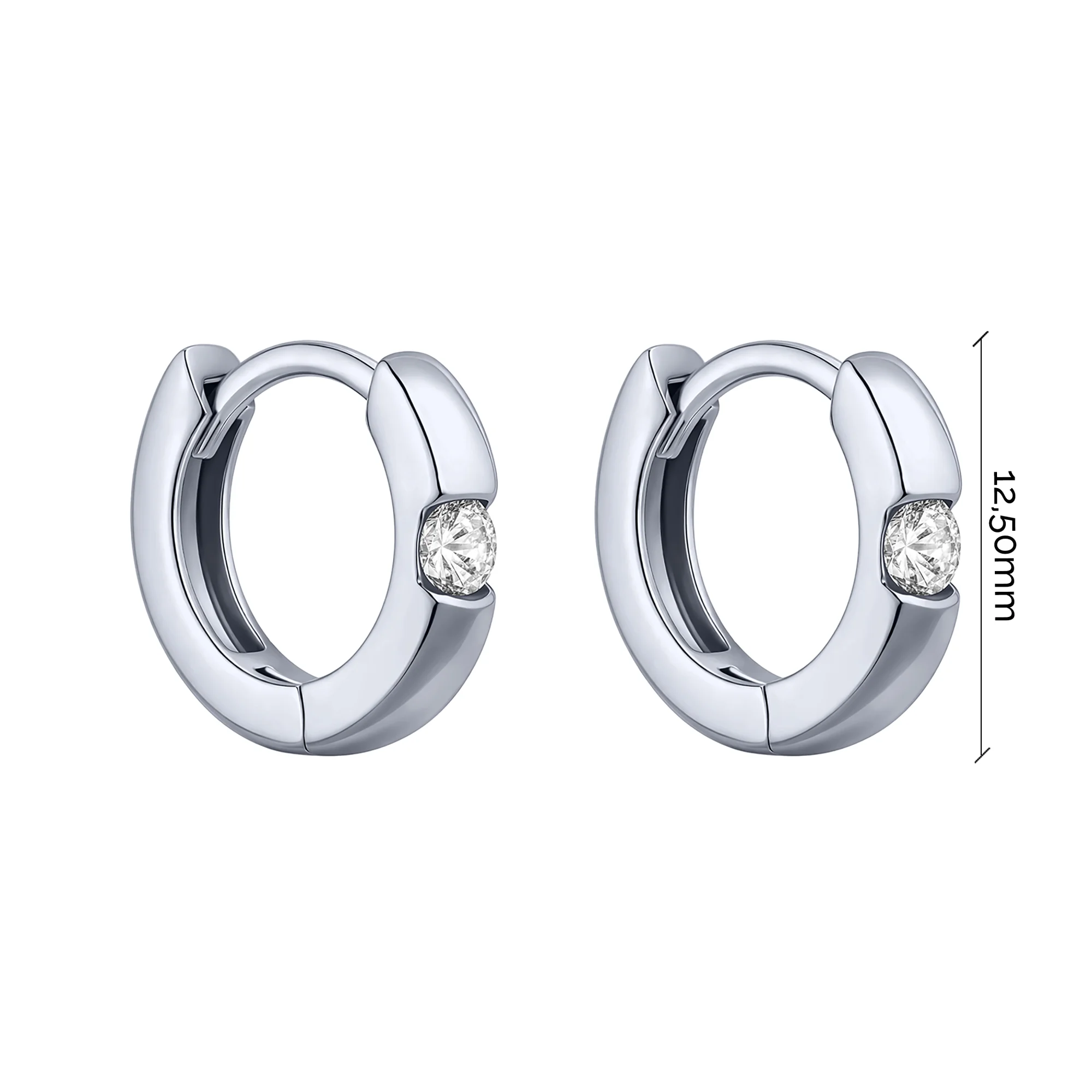 Серьги-кольца из серебра в стиле миннимализм с фианитом - 1785760 - 3