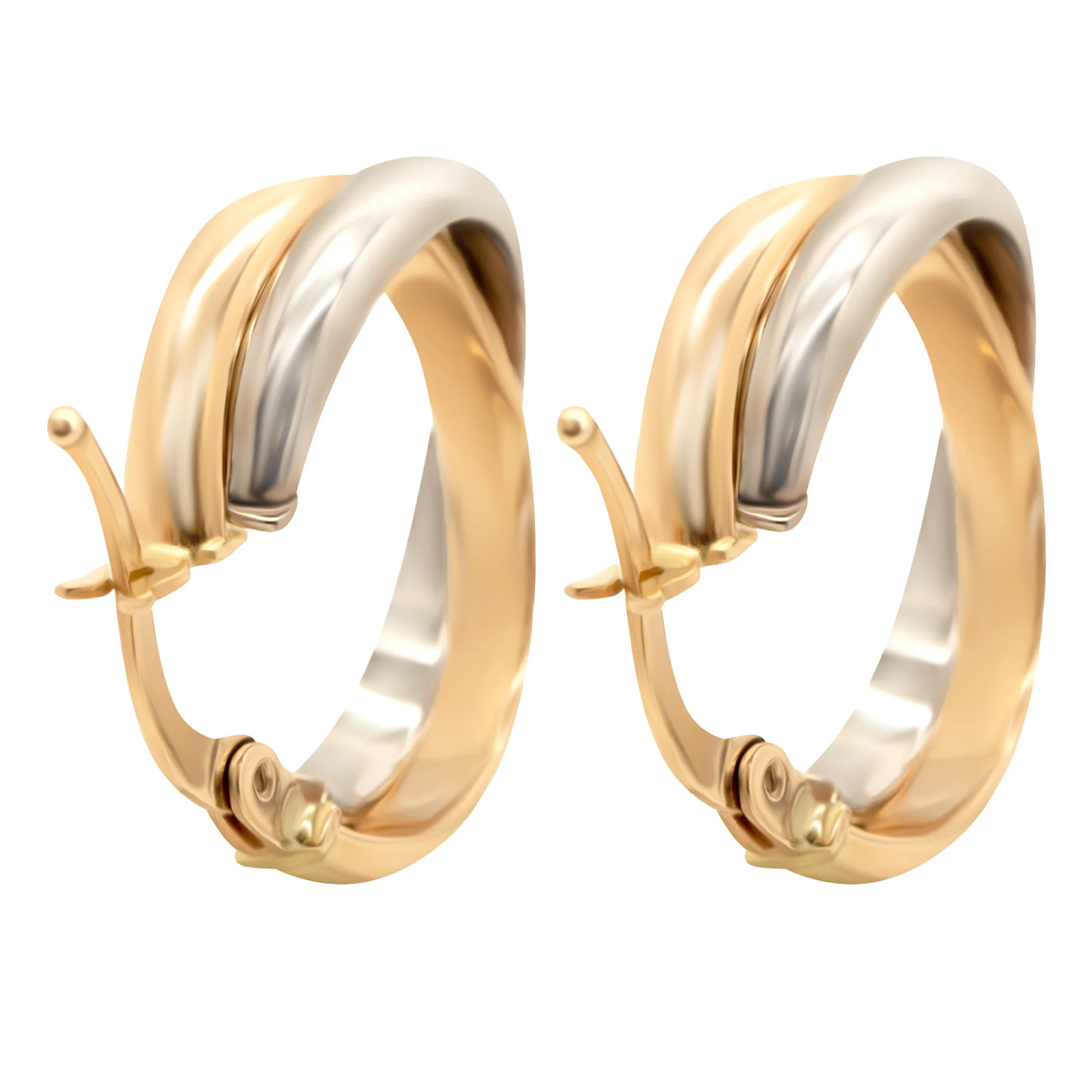 Сережки-кольца из комбинированного золота - 938226 - 2