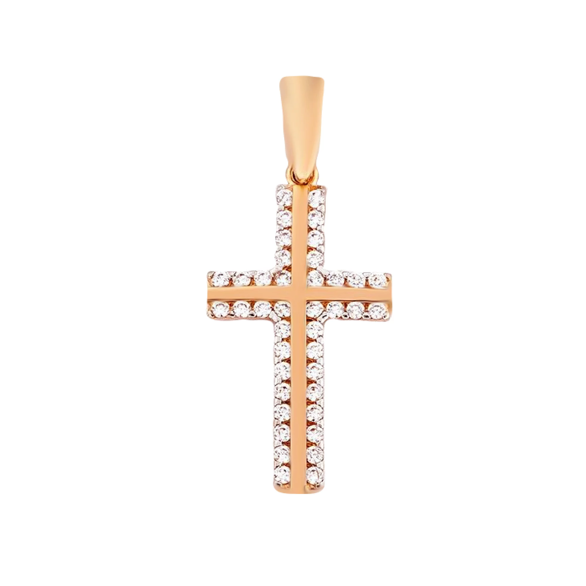 Золотой крестик с фианитами - 1408026 – изображение 1