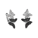 Сережки "Бабочки" серебряные с фианитами - 379877