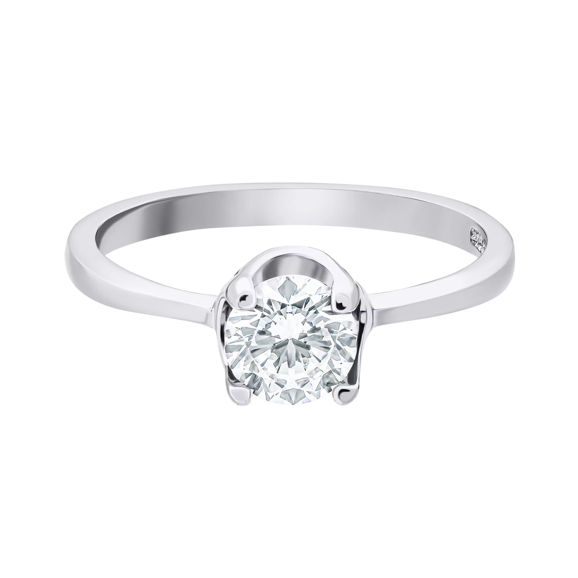 Классическое помолвочное кольцо из серебра с фианитом - 1520495 – изображение 2