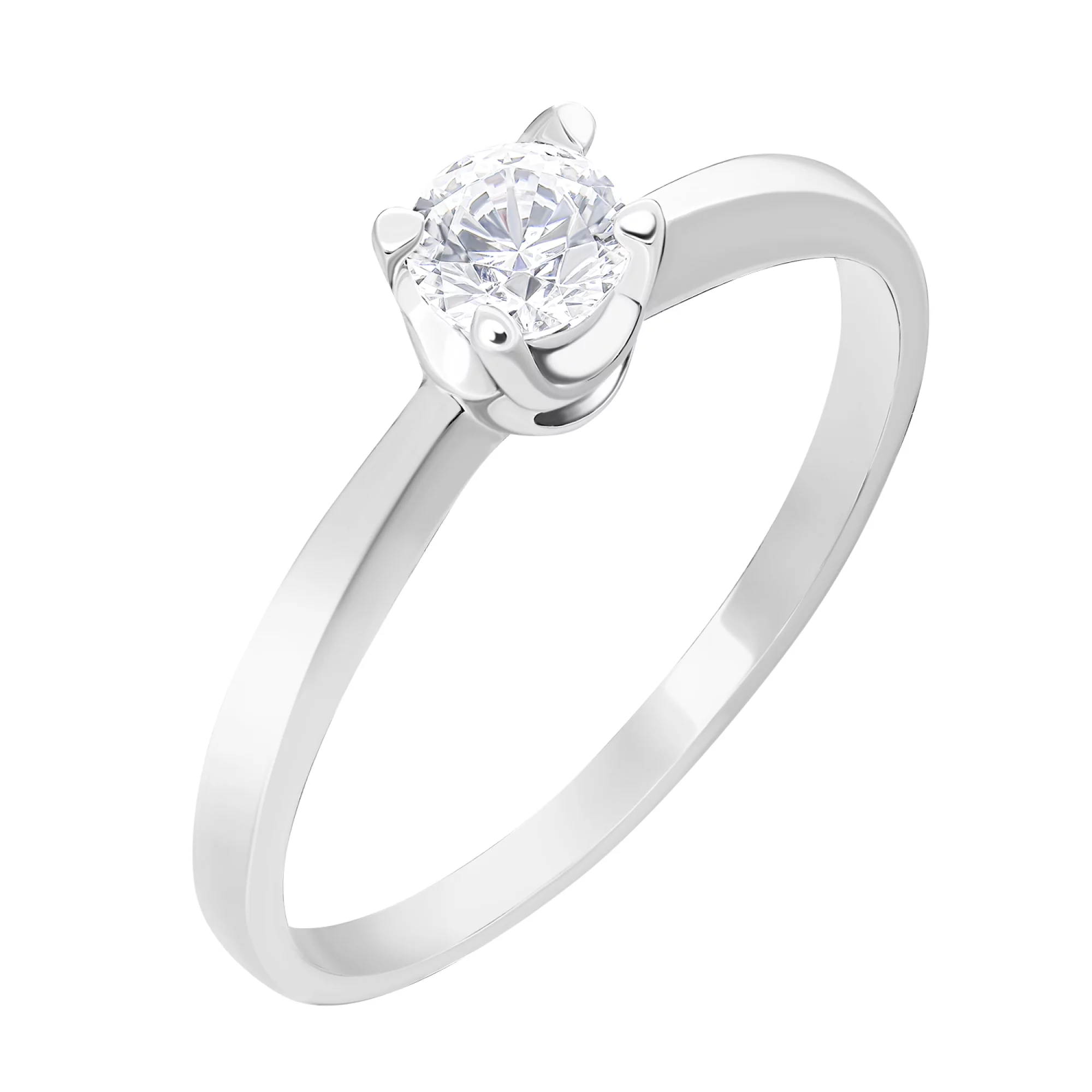 Помолвочное серебряное кольцо с фианитом - 1593727 – изображение 1