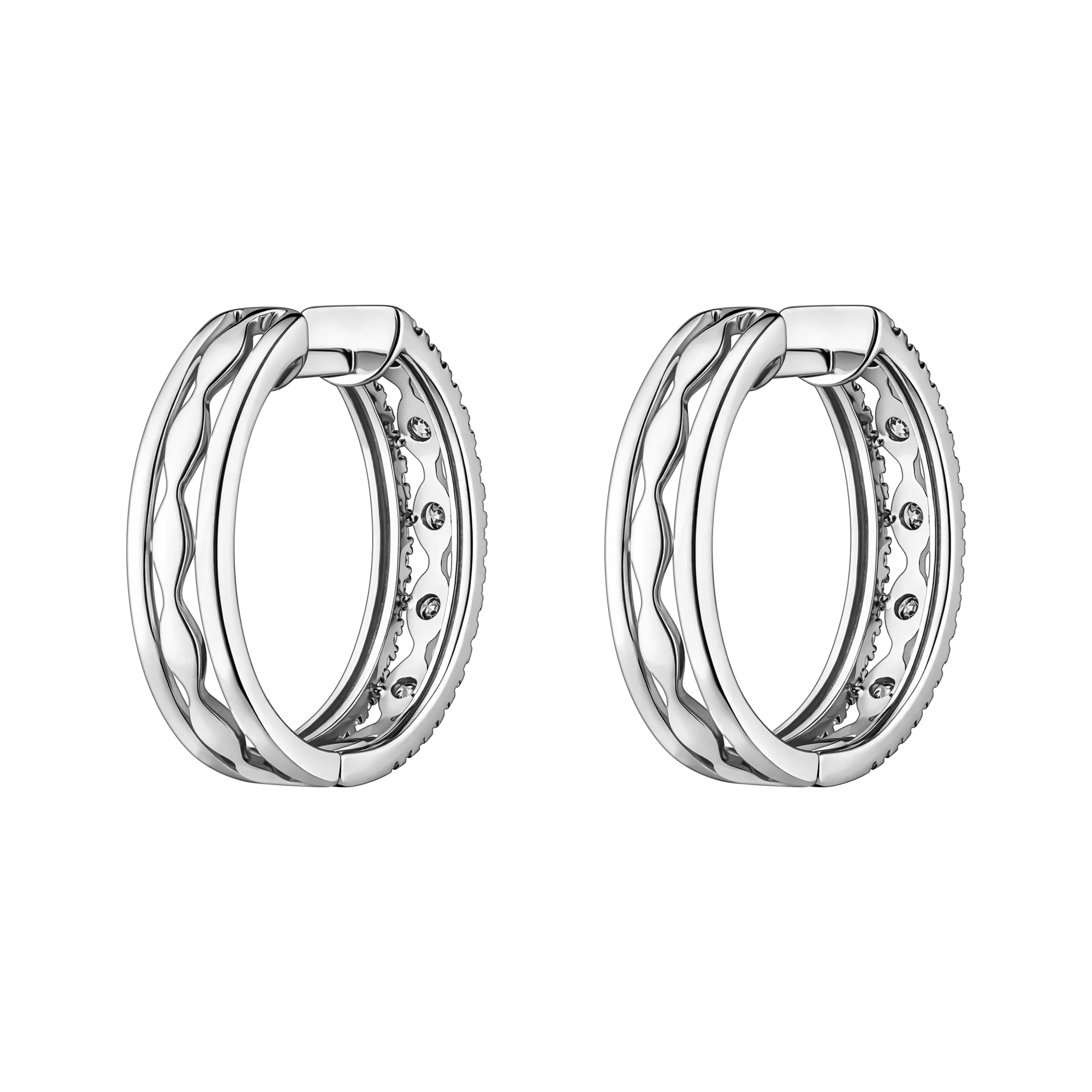 Серьги-кольца из белого золота с бриллиантами - 2142322 - 2