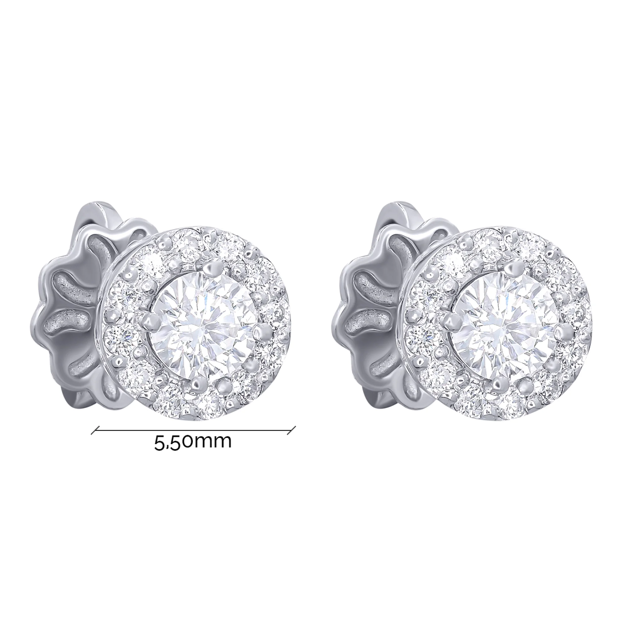 Сережки-гвоздики из белого золота с бриллиантами - 896199 - 3
