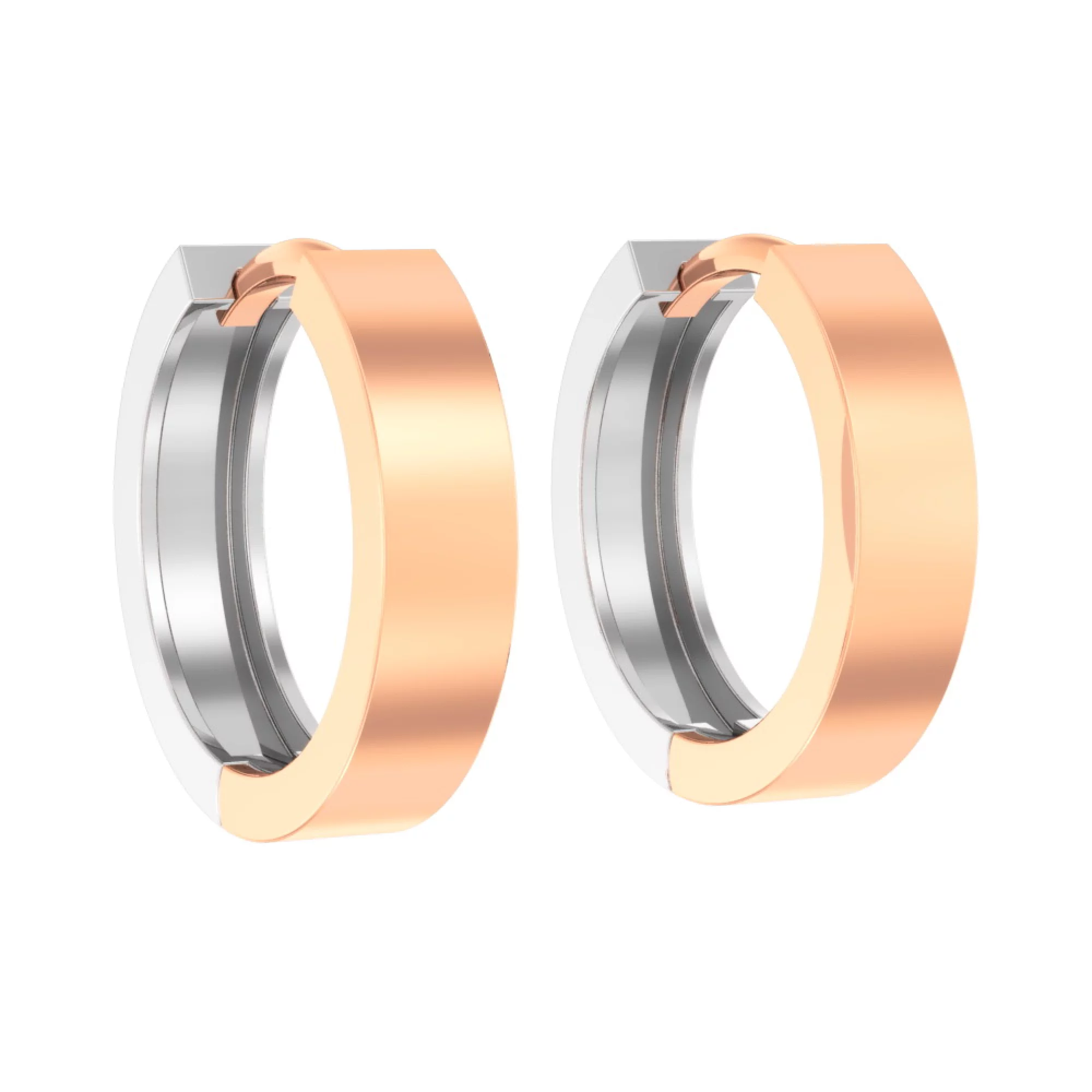 Сережки-кольца из комбинированого золота - 963331 – изображение 1