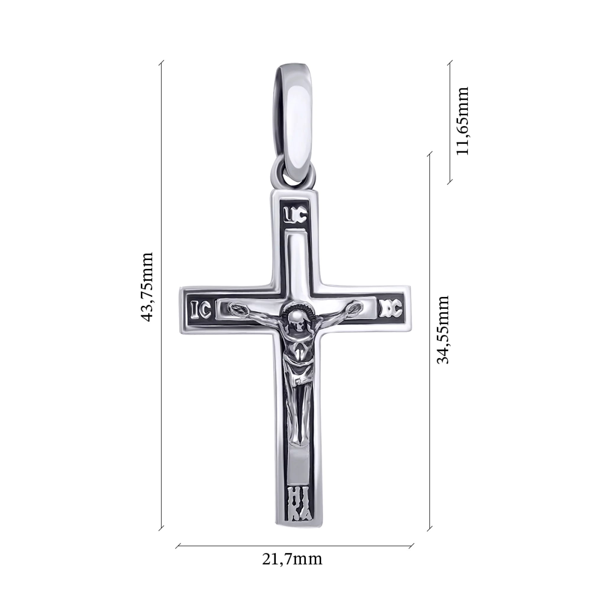 Хрестик срібний з чорнінням - 896371 – зображення 3