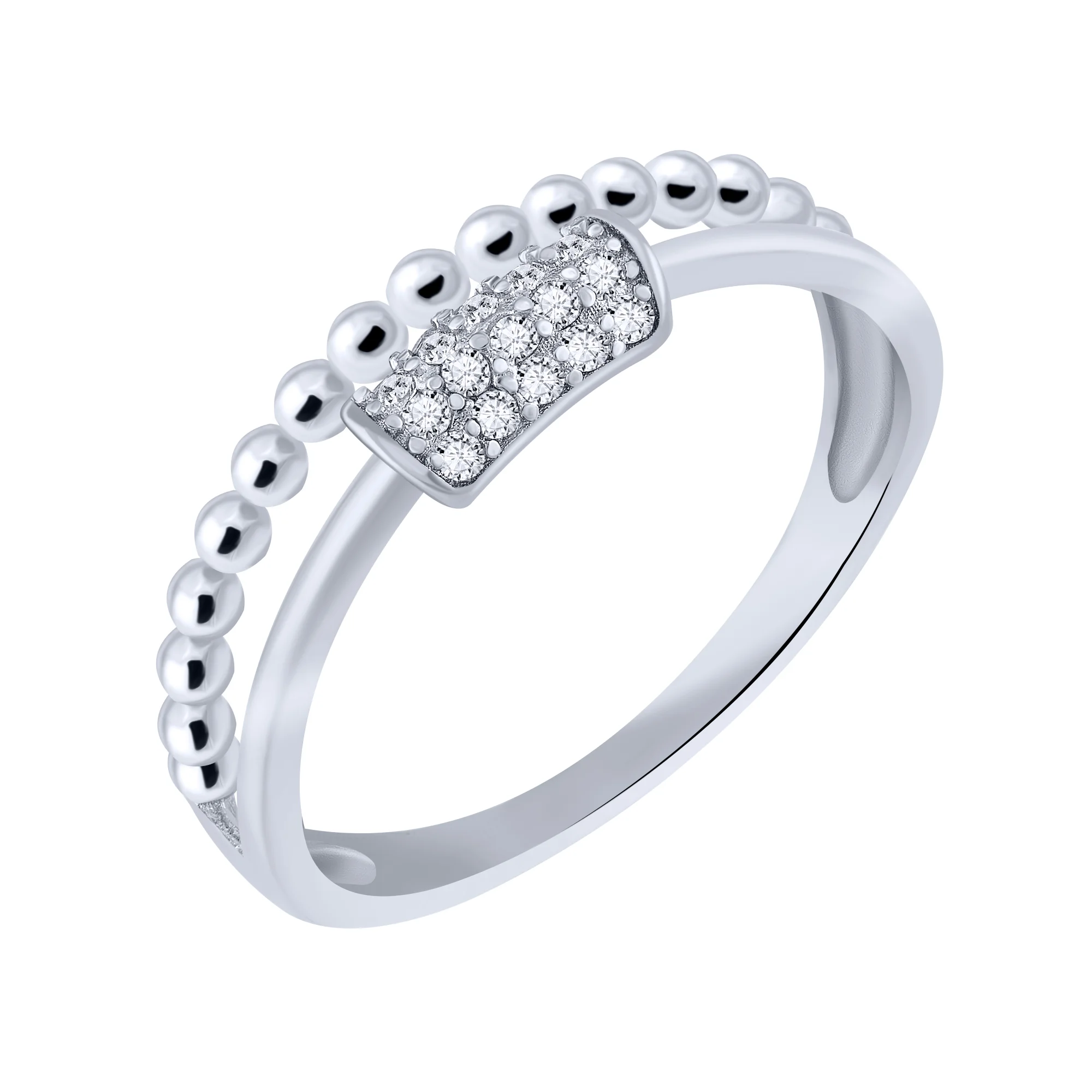 Серебряное кольцо "Шары" с фианитами - 1960034 - 1