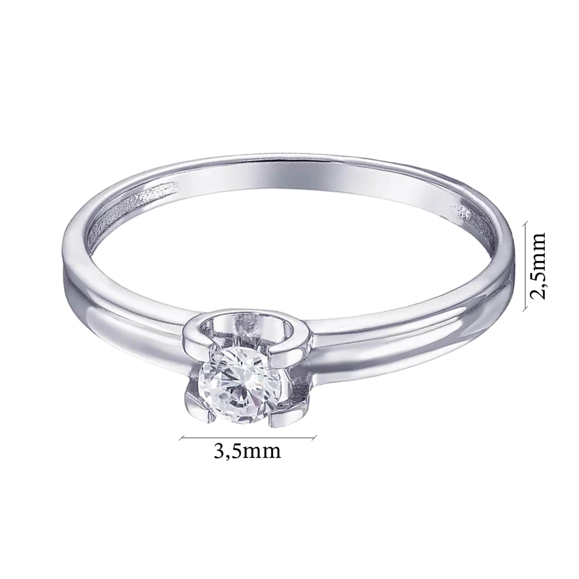 Кольцо на помолвку из белого золота с бриллиантом - 961980 – изображение 2