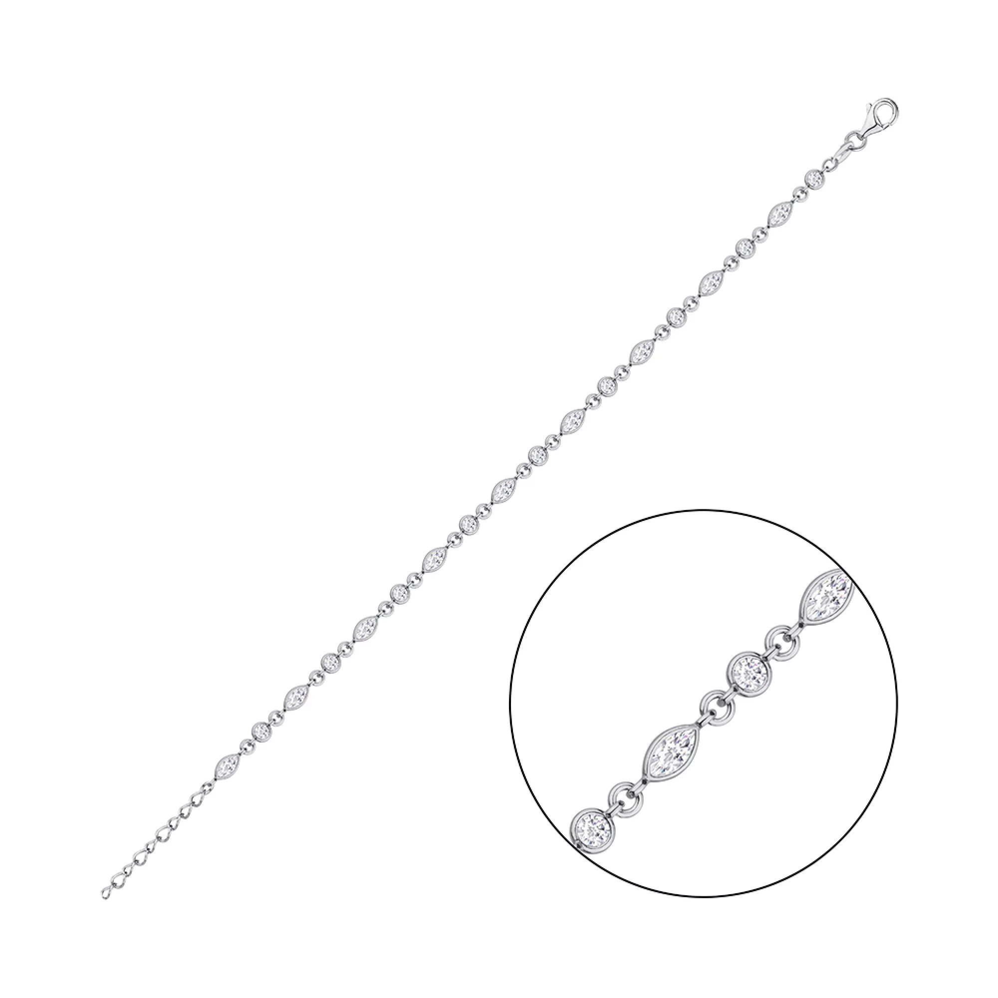 Браслет из серебра с фианитом Фантазийное плетение - 1315279 – изображение 2