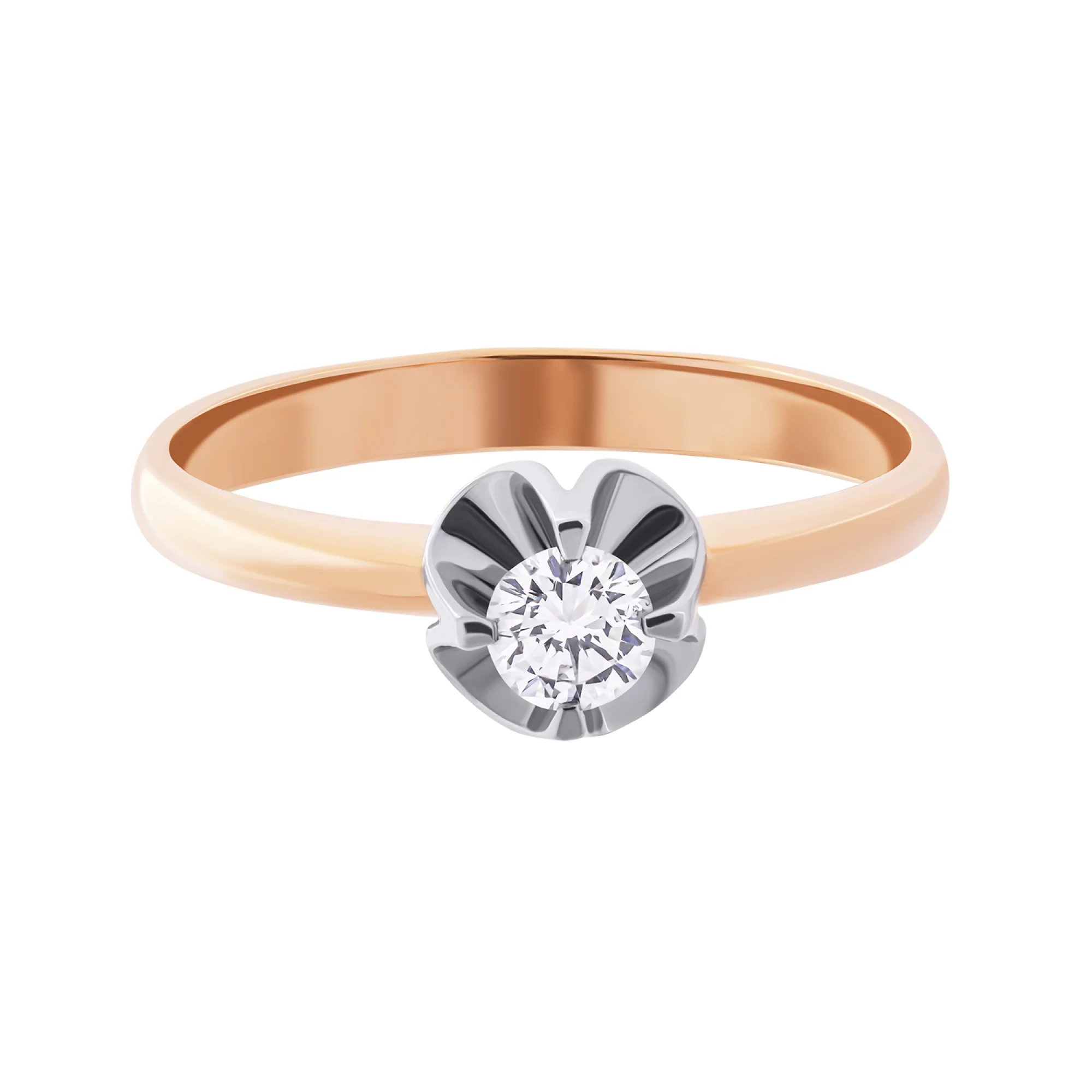 Золотое кольцо с бриллиантом - 502467 – изображение 2