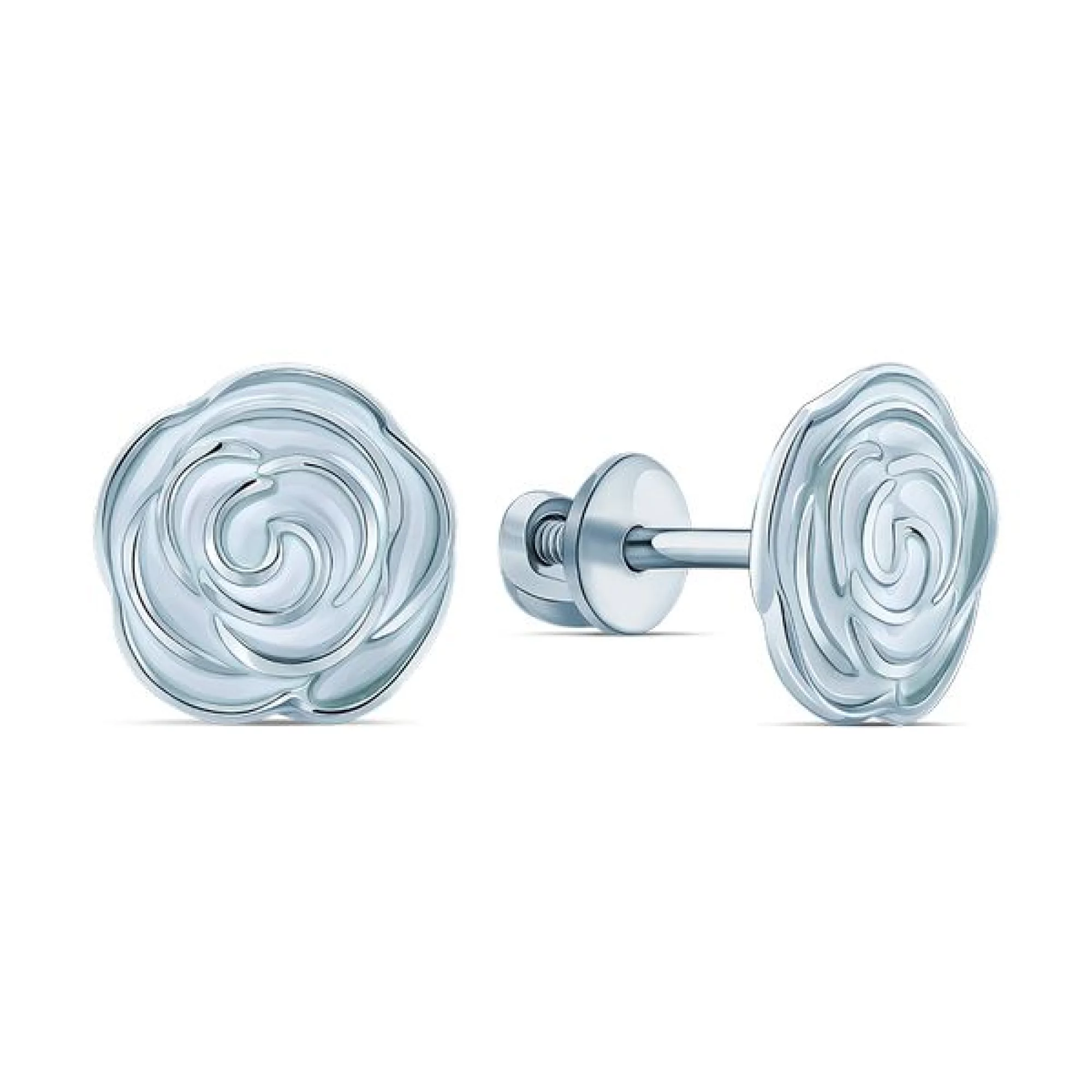 Срібні сережки-гвоздики - 407866 – зображення 1