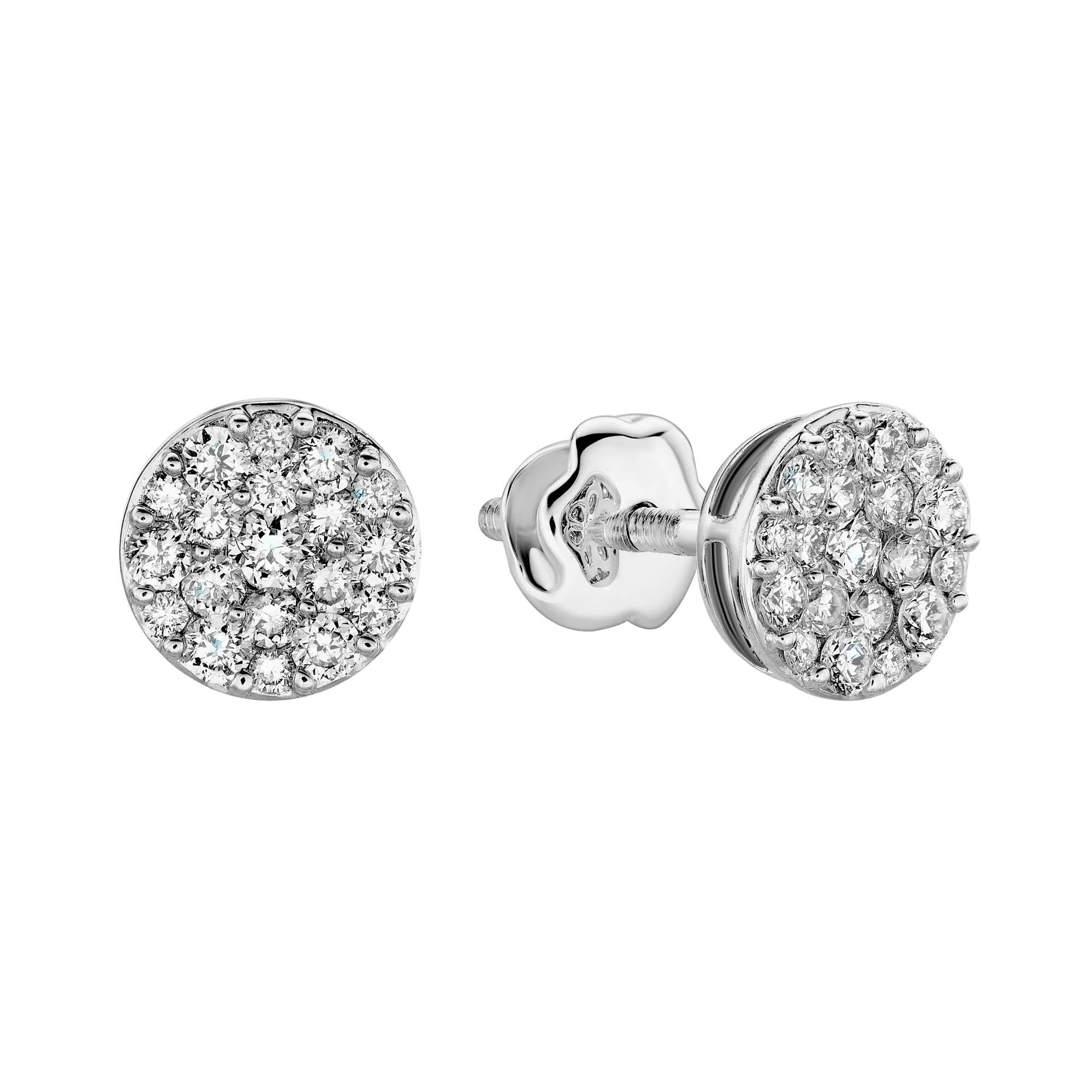 Серьги-гвоздики из белого золота с бриллиантами  - 2217424 - 1