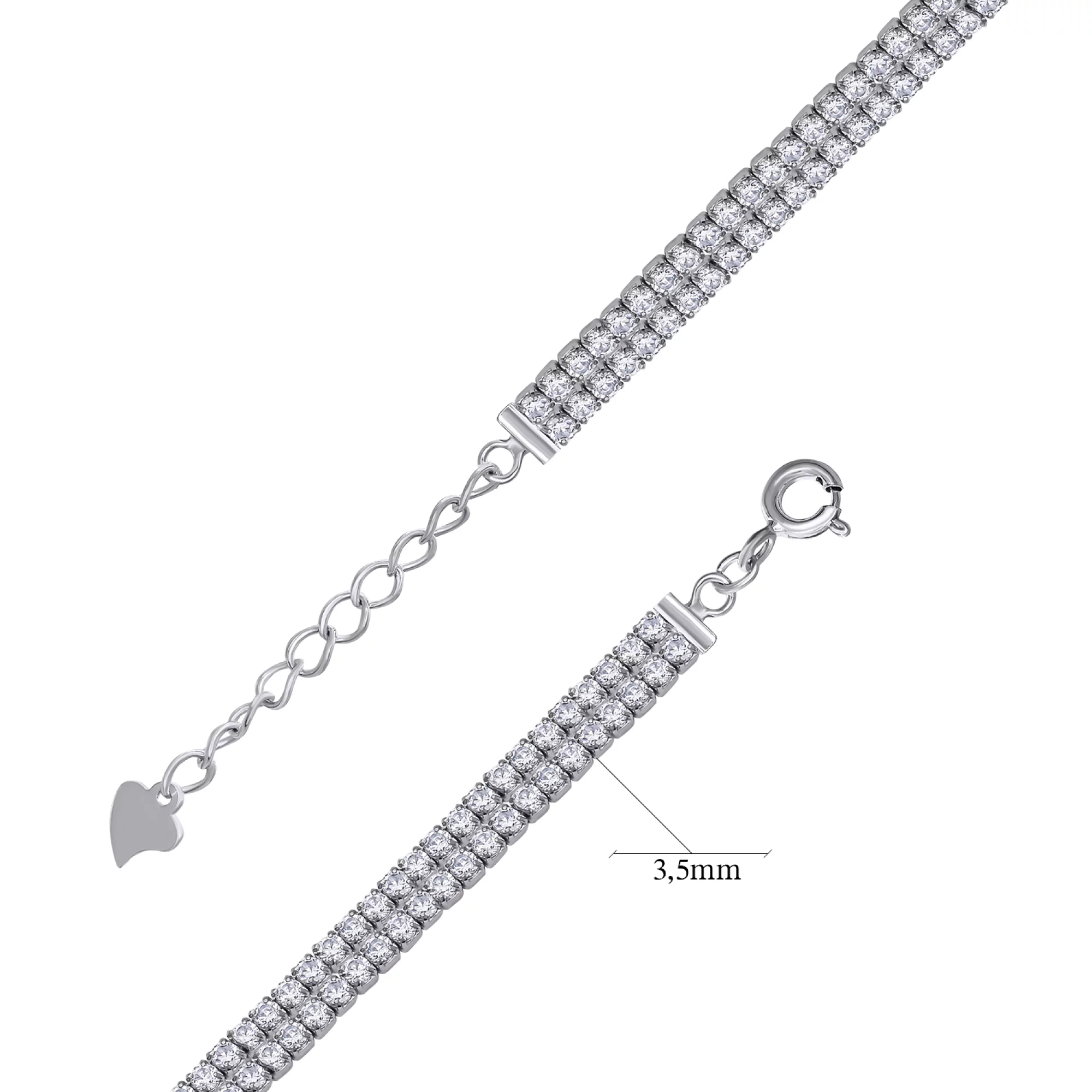 Теннисный браслет из серебра с фианитом - 1468756 – изображение 3