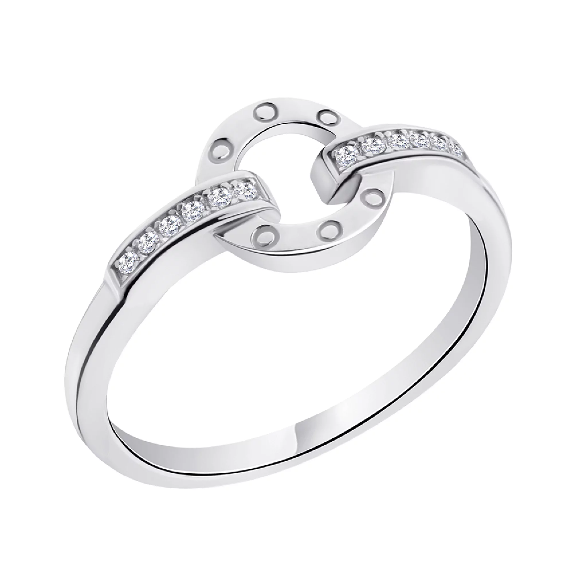 Серебряное кольцо "Круг" с фианитом - 1343400 – изображение 1