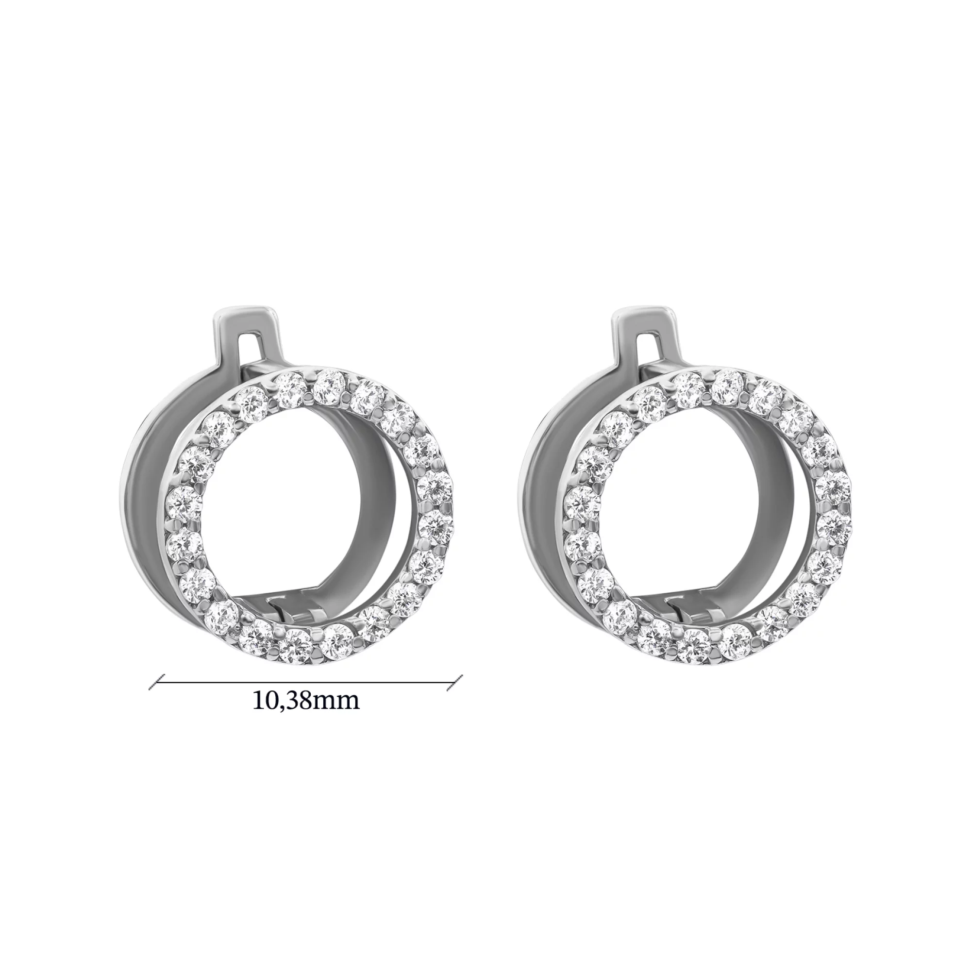 Сережки зі срібла "Коло" з фіанітами - 1577174 – зображення 3