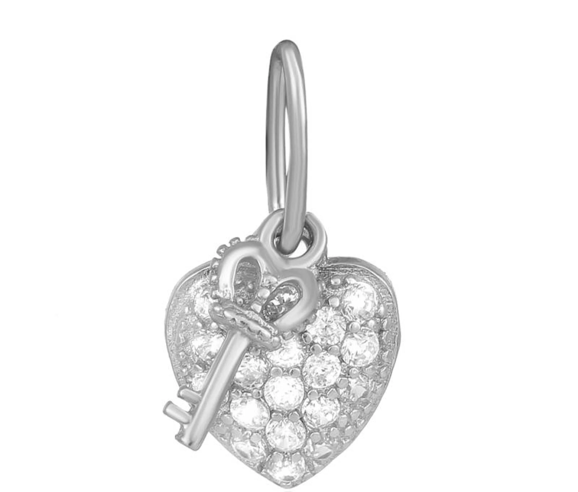 Срібний підвіс "Ключ від серця" з фіанітом - 421490 – зображення 1