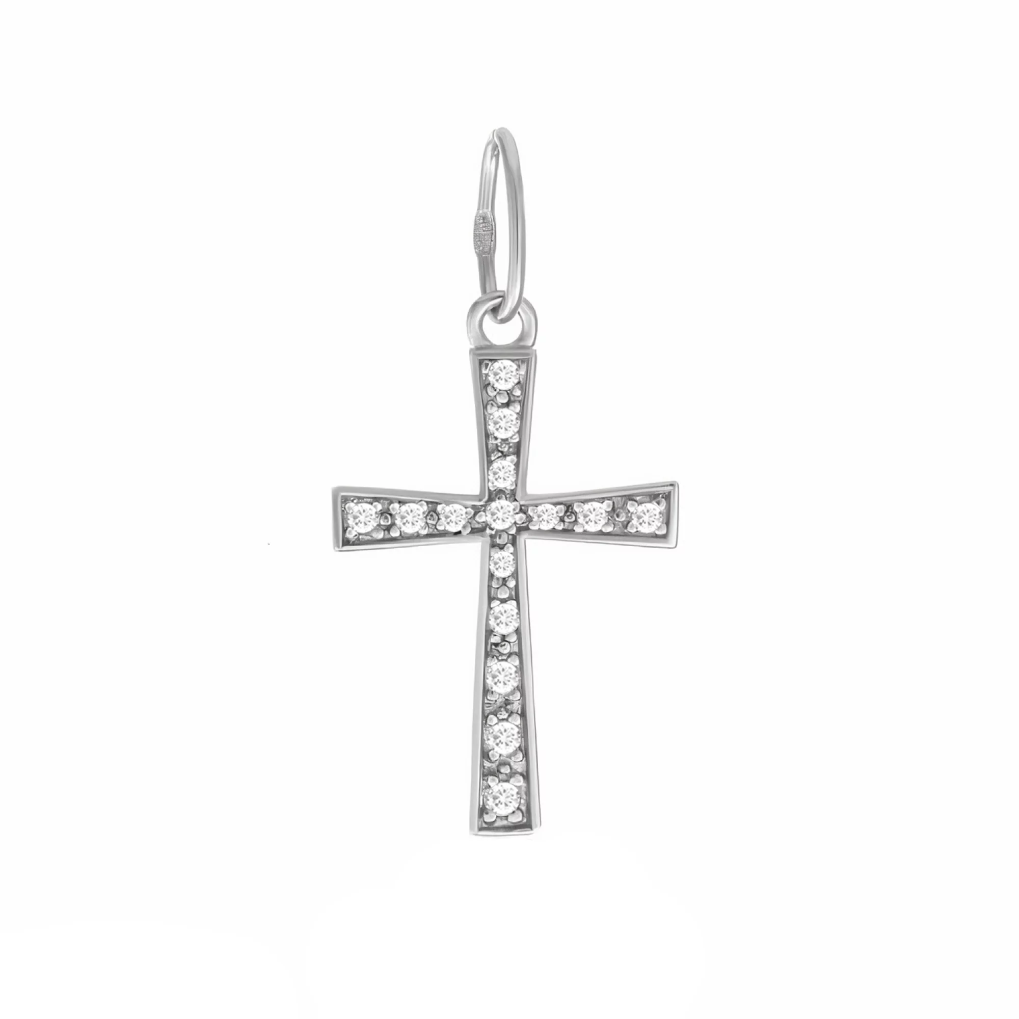 Срібний хрестик з фіанітами - 1517197 – зображення 1