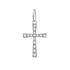 Срібний декоративний хрестик з фіанітами - 1517197