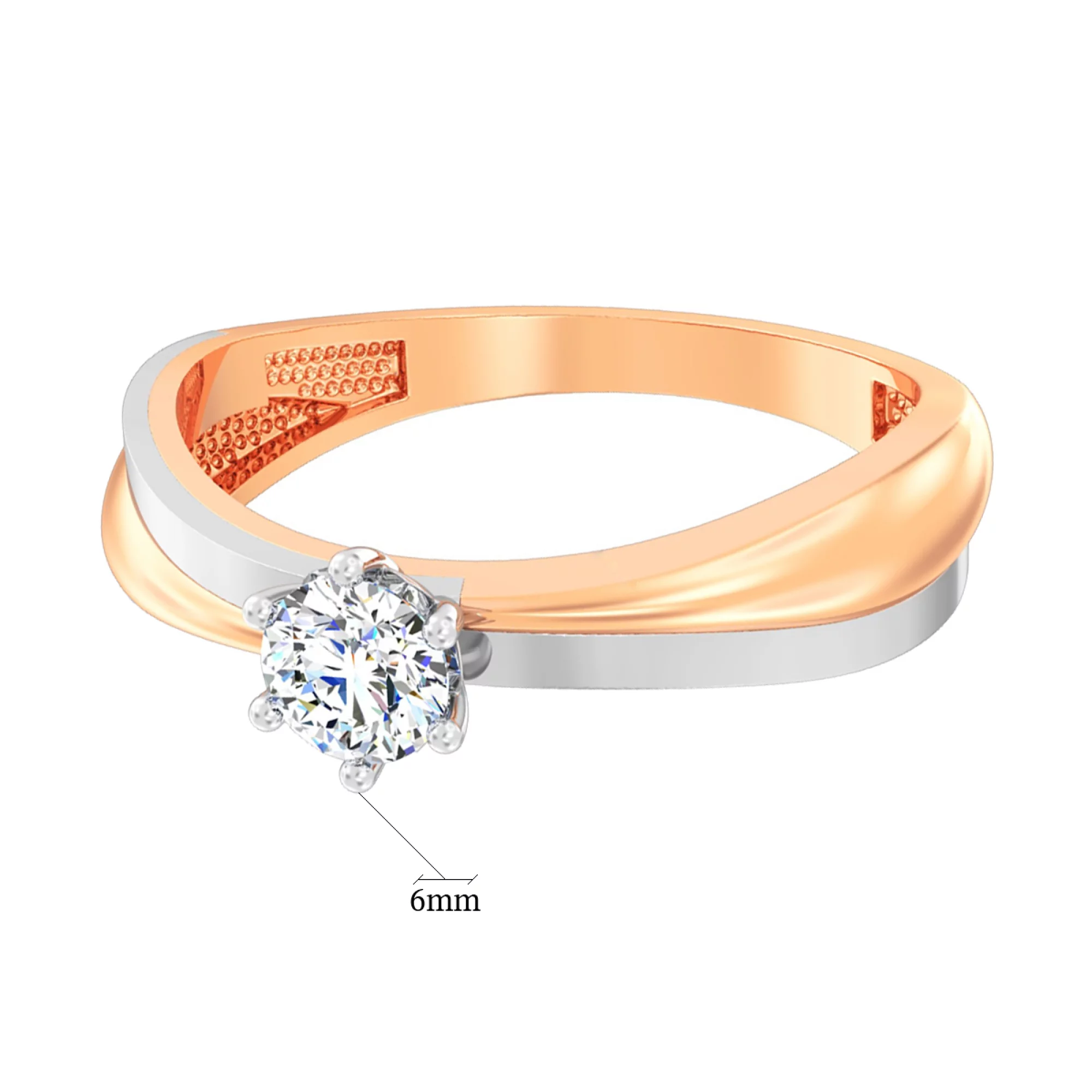 Золотое кольцо с фианитом - 585477 – изображение 2