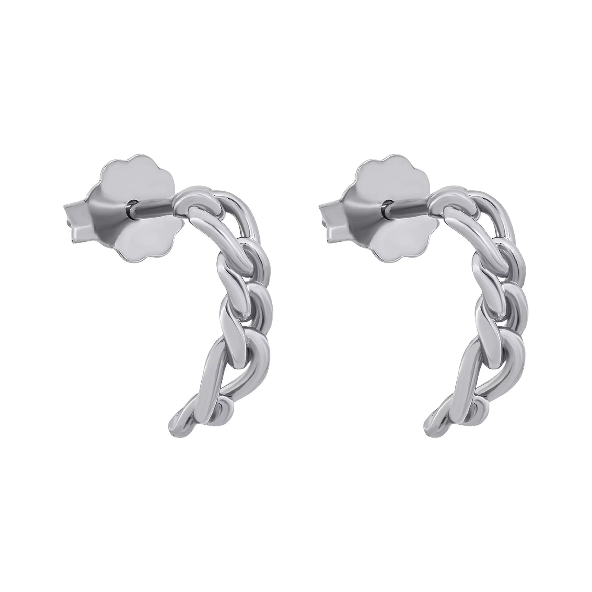 Сережки-гвоздики срібні "Ланцюг" - 1336611 – зображення 1