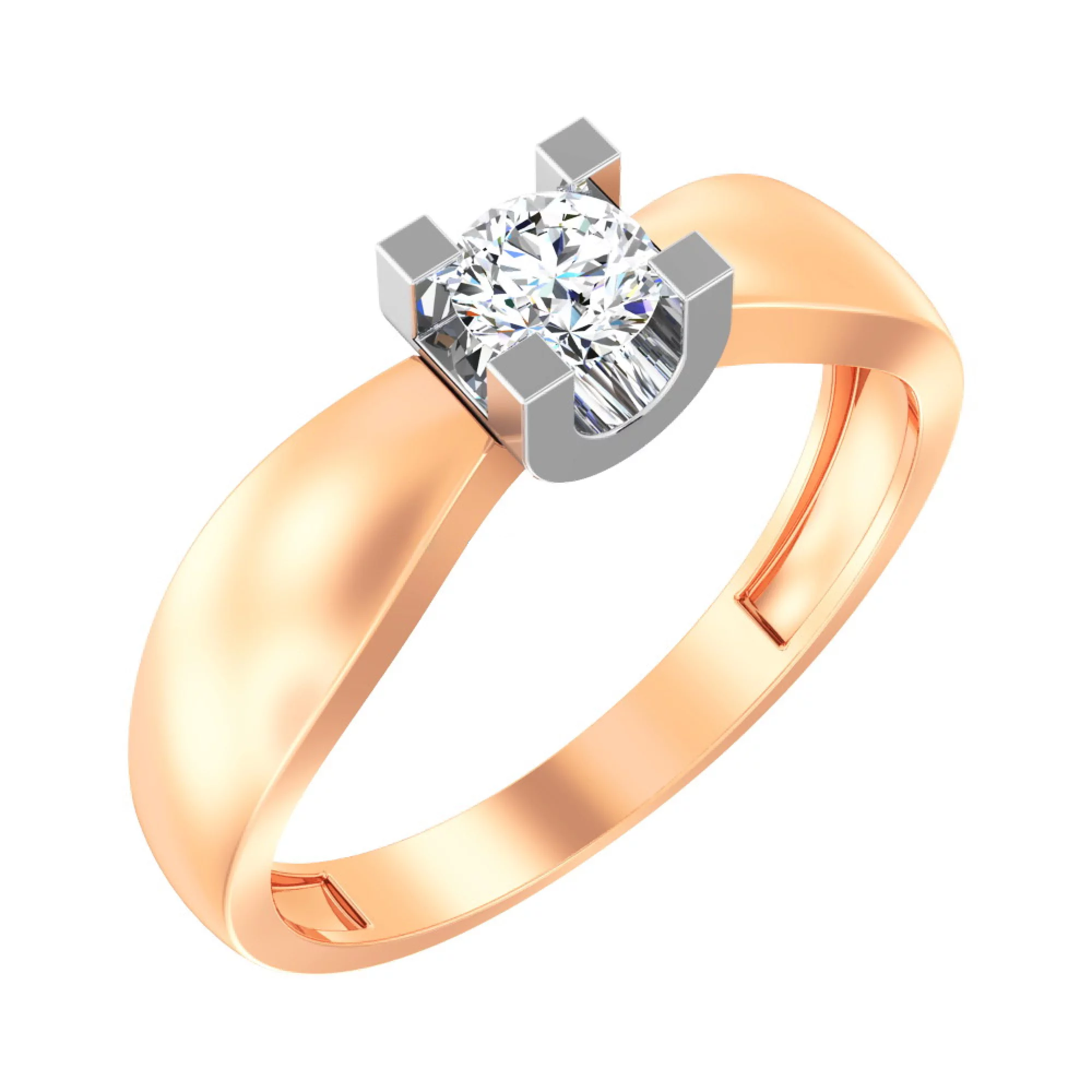 Золотое кольцо с фианитом - 585430 – изображение 1