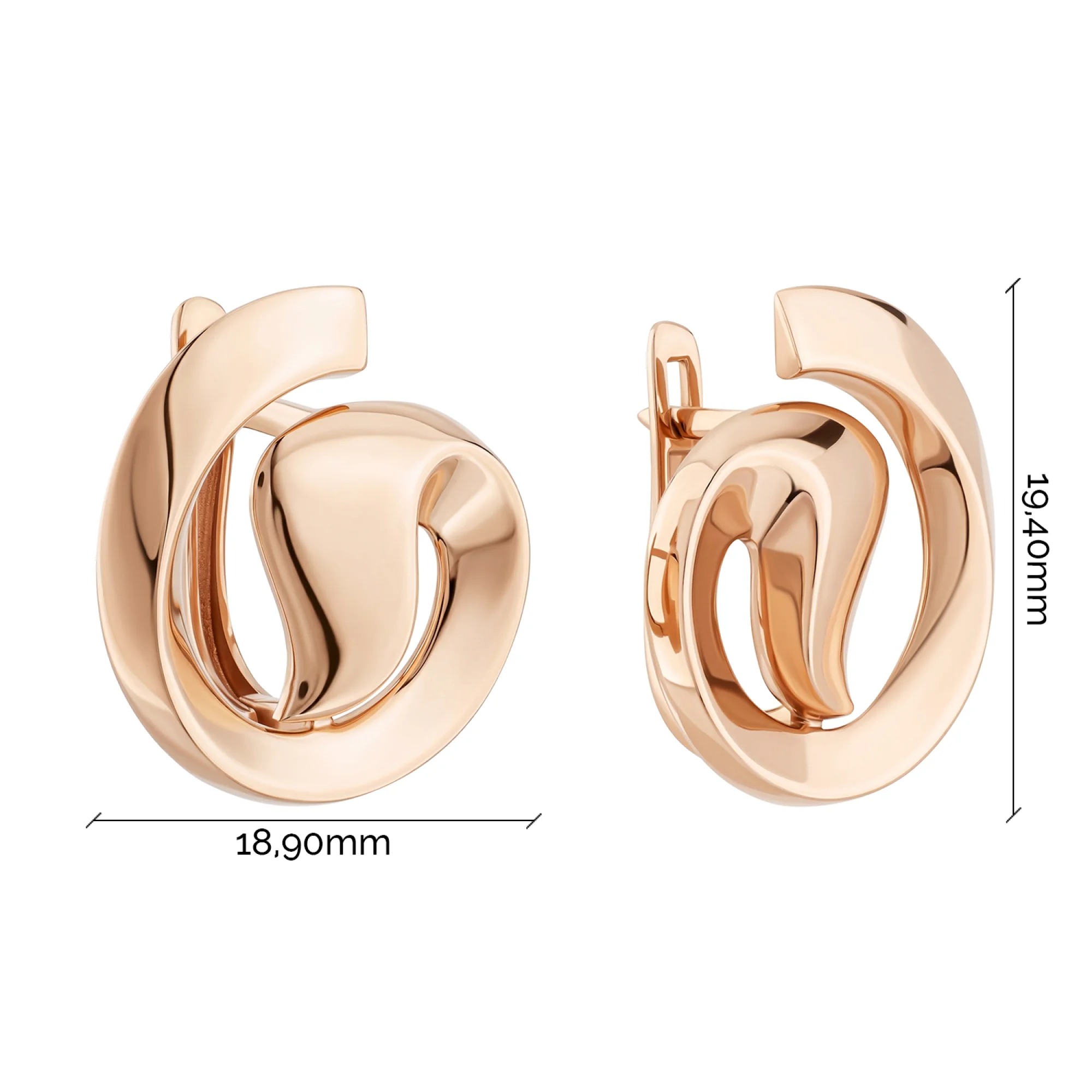 Серьги "Завитки" из красного золота  - 2214503 - 3