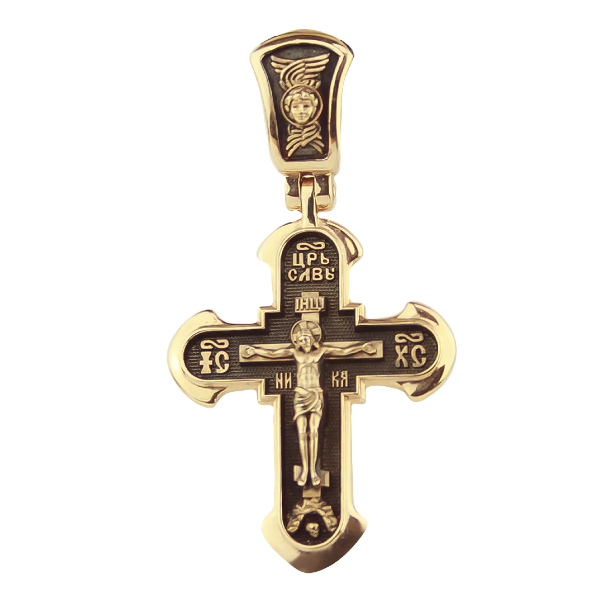 Золотой крестик с чернением - 431418 – изображение 1