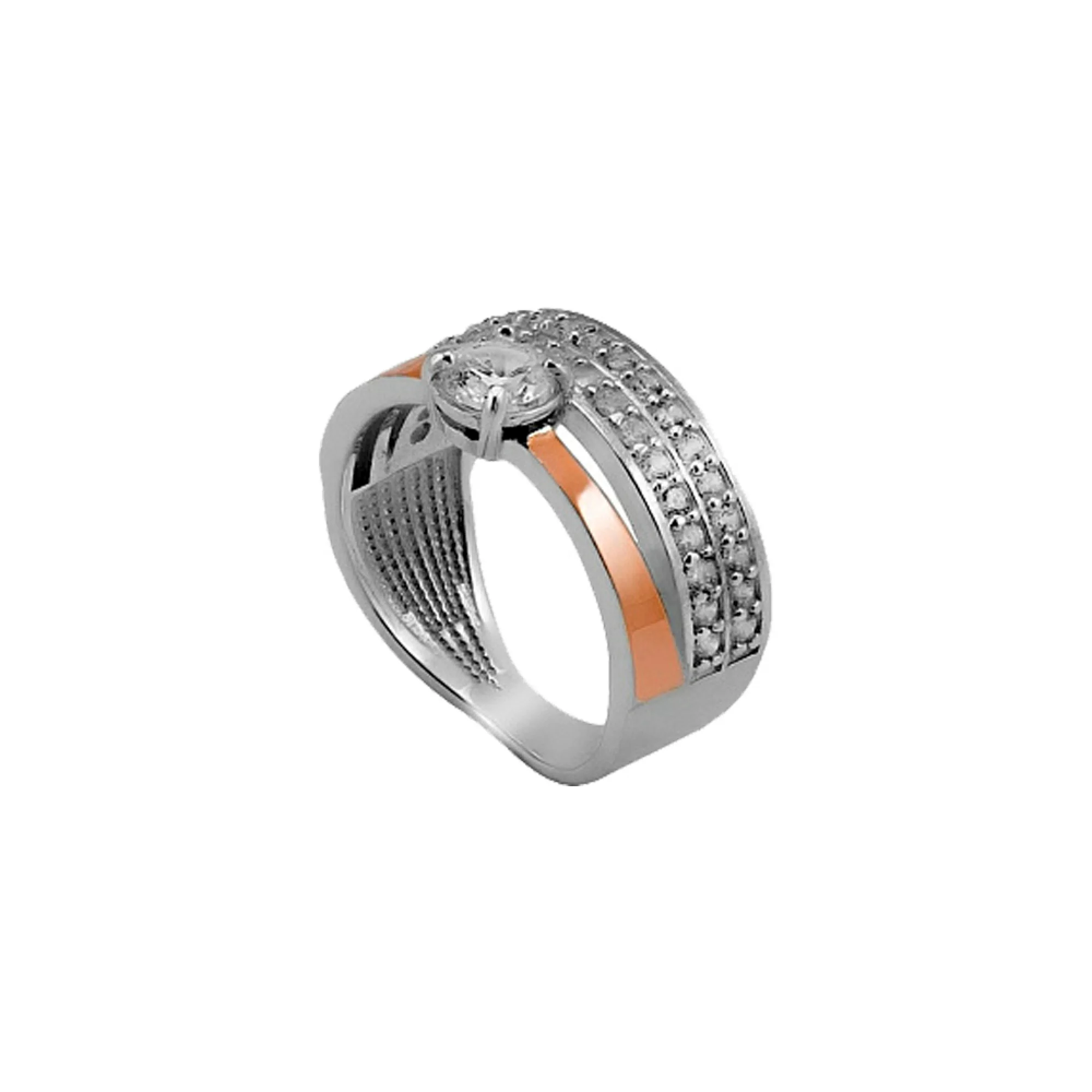 Кольцо из серебра с фианитом - 411027 – изображение 1