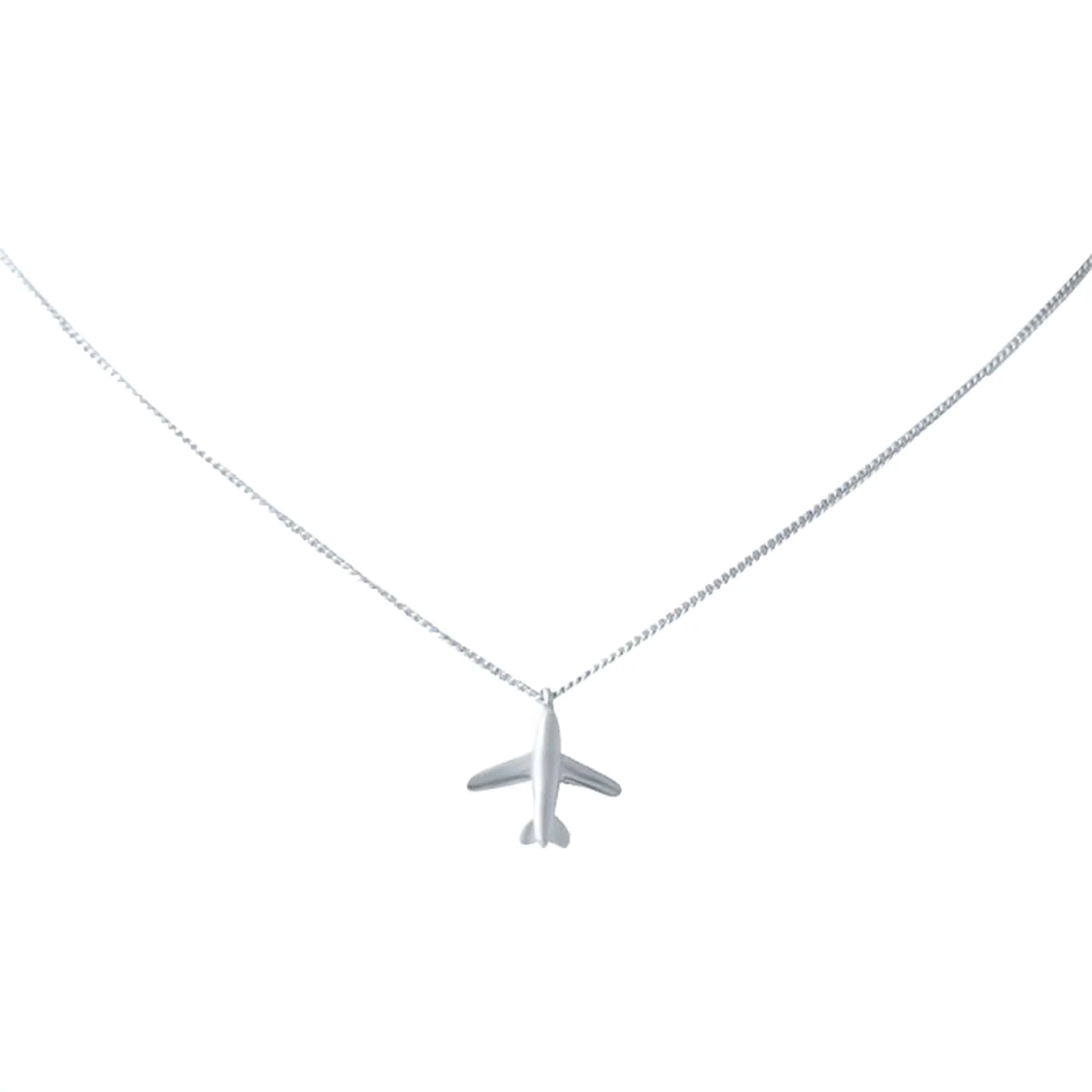 Цепочка с подвеской из серебра "Самолет" с плетением панцирь - 961312 – изображение 1
