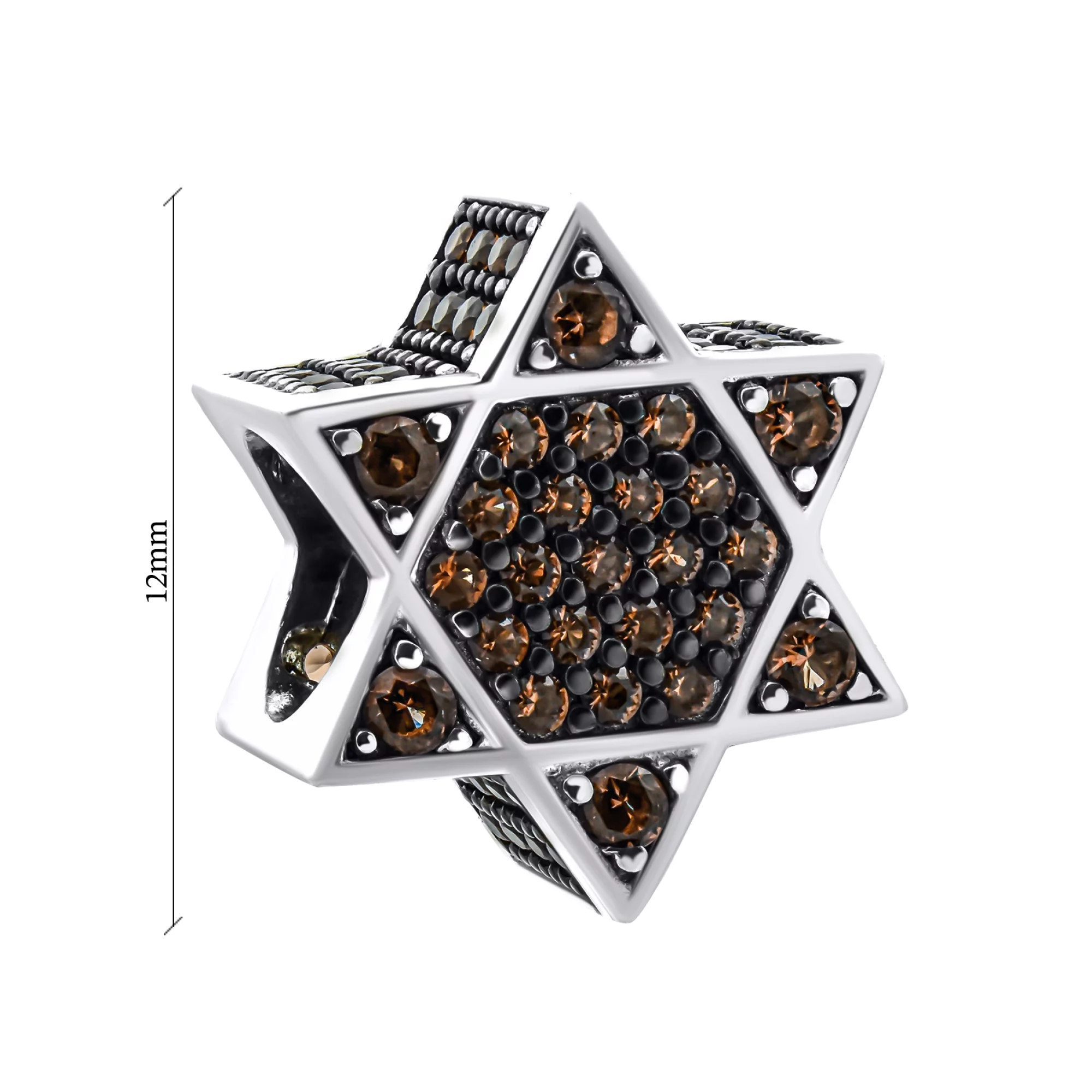 Шарм "Звезда Давида" серебряный с фианитами - 1546341 – изображение 2