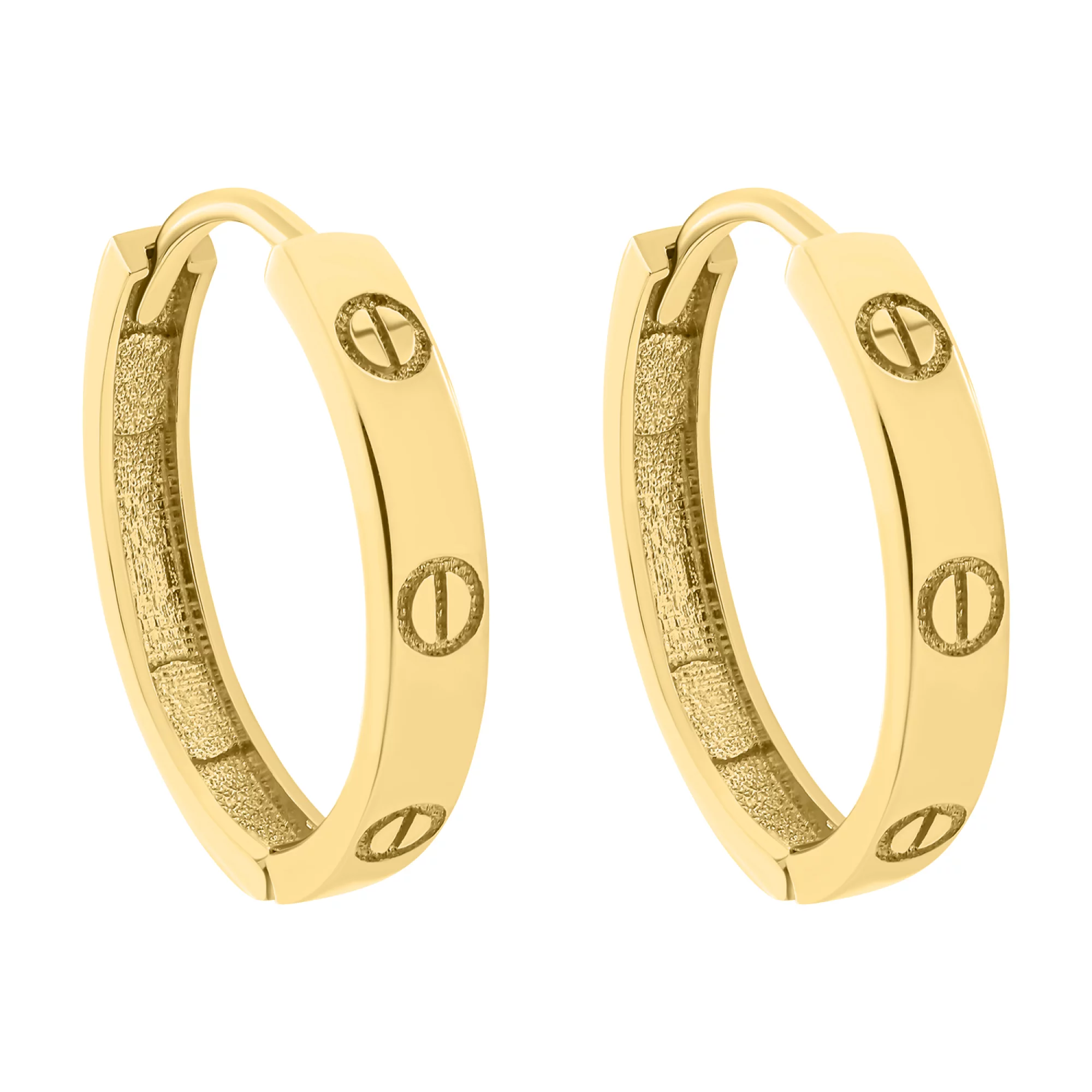Золотые серьги-кольца "Love" - 1574703 – изображение 1