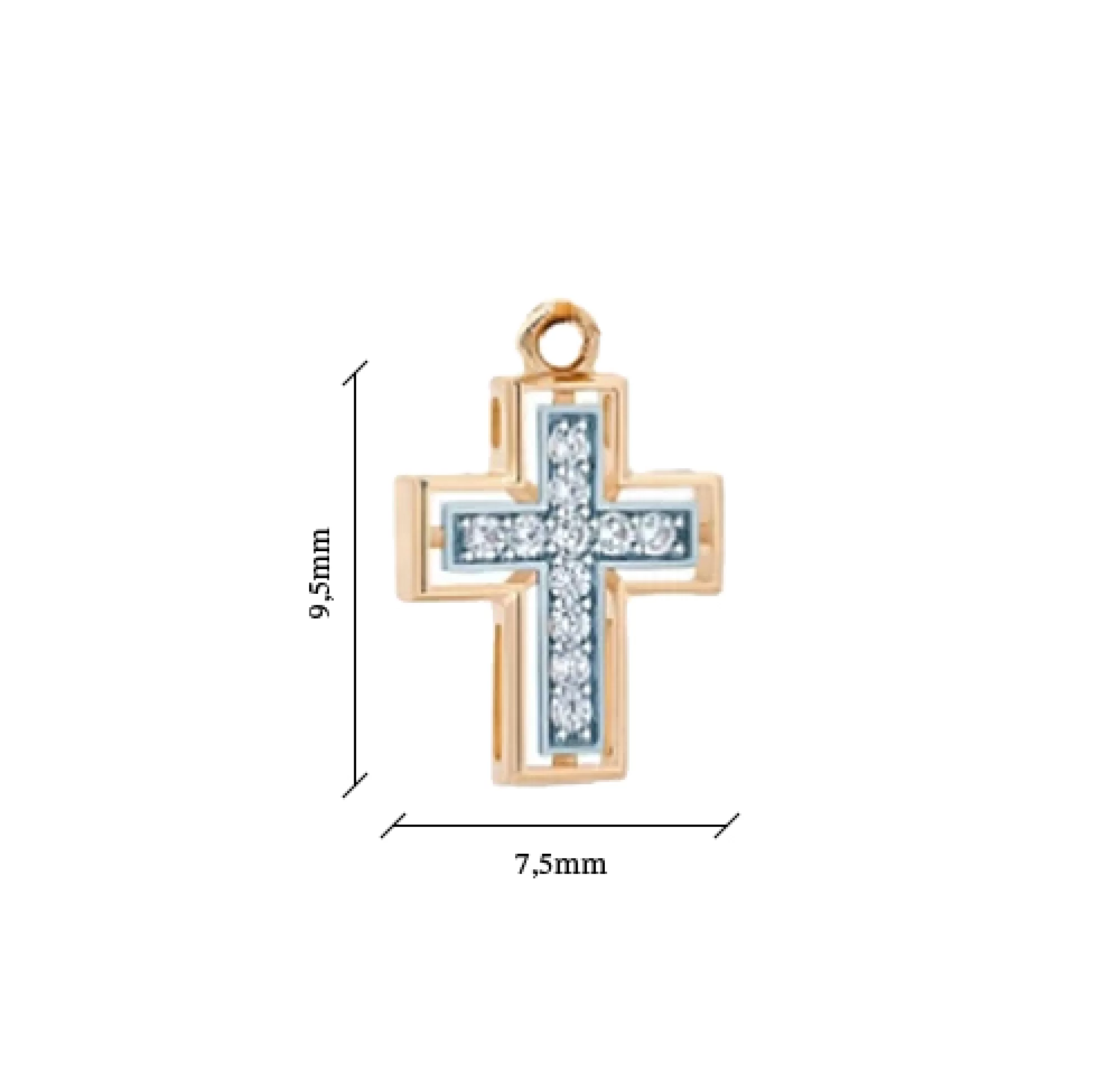 Крестик из комбинированного золота с бриллиантами - 416529 – изображение 2