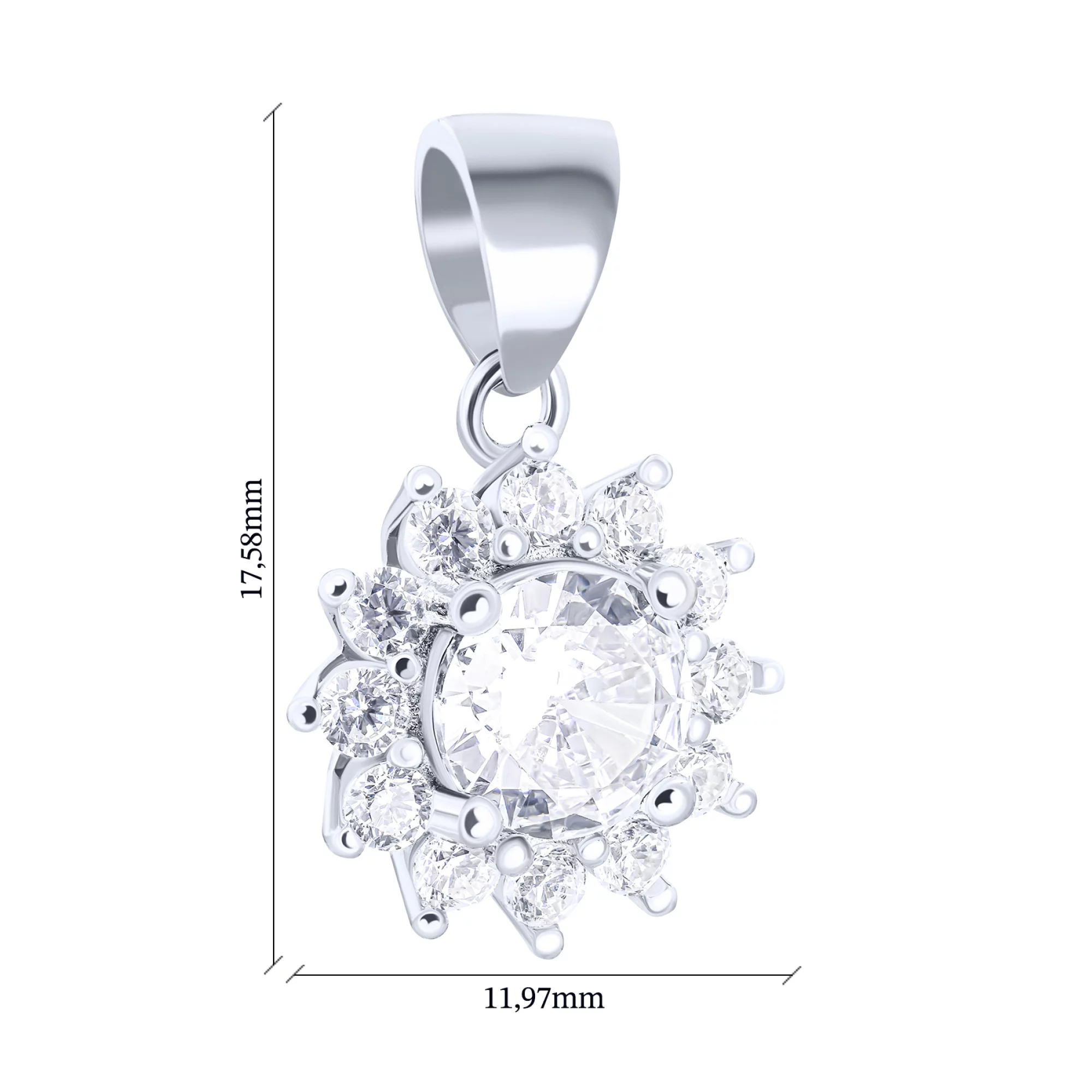 Підвіс "Квітка" срібний з фіанітами - 1643993 – зображення 2