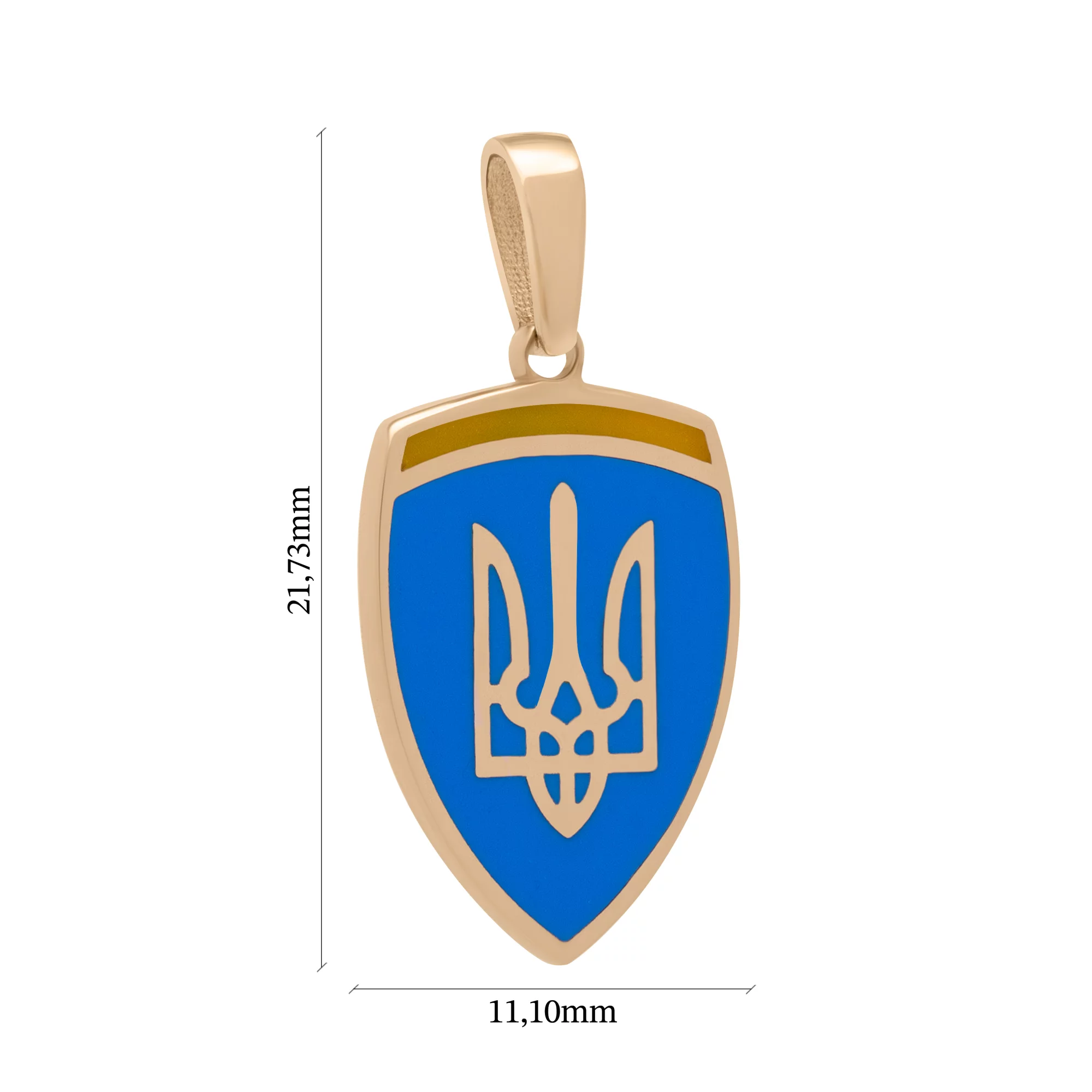 Золотая подвеска "Тризуб-Герб Украины" с эмалью - 1702915 – изображение 2