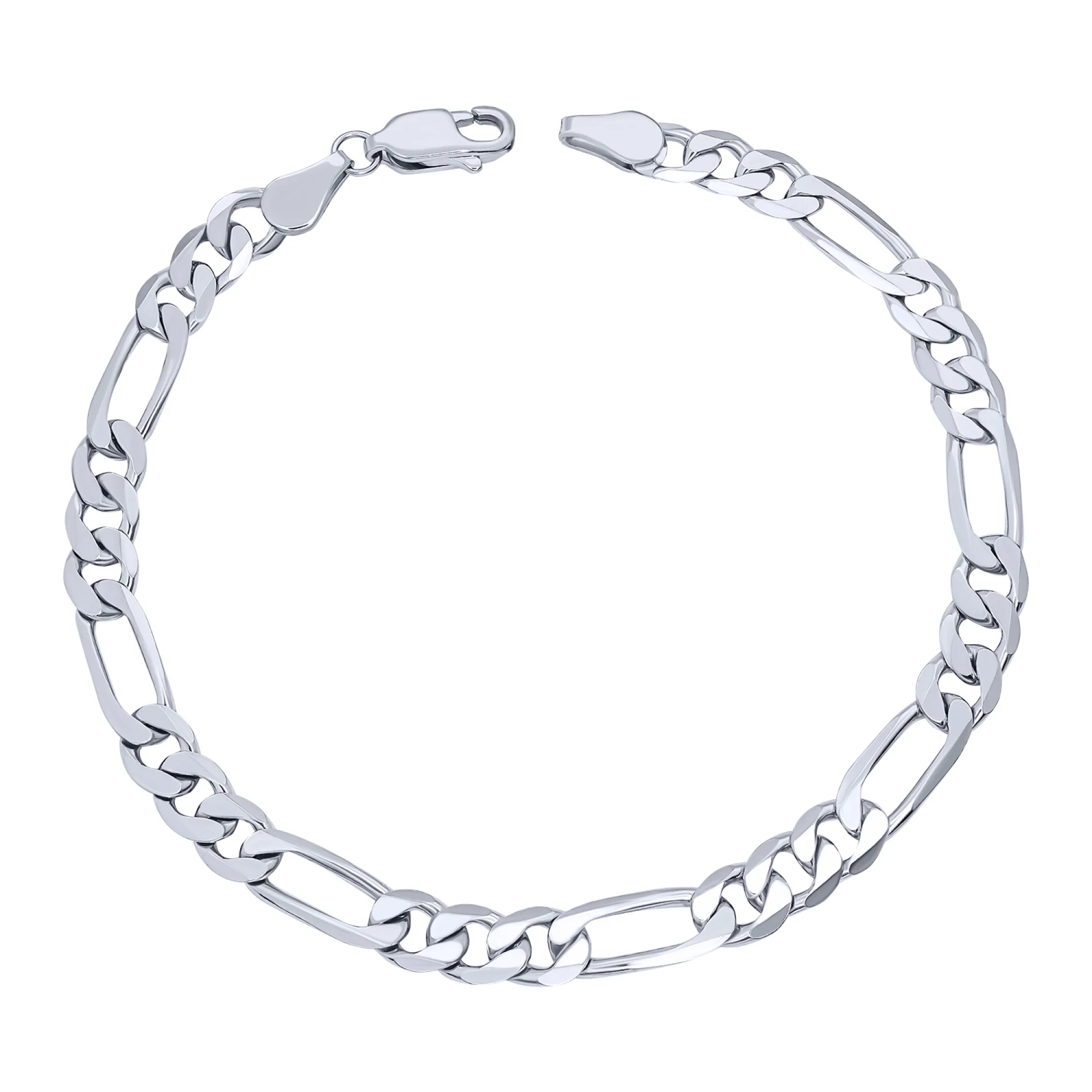 Стильный серебряный браслет в плетении фигаро - 1970701 - 1
