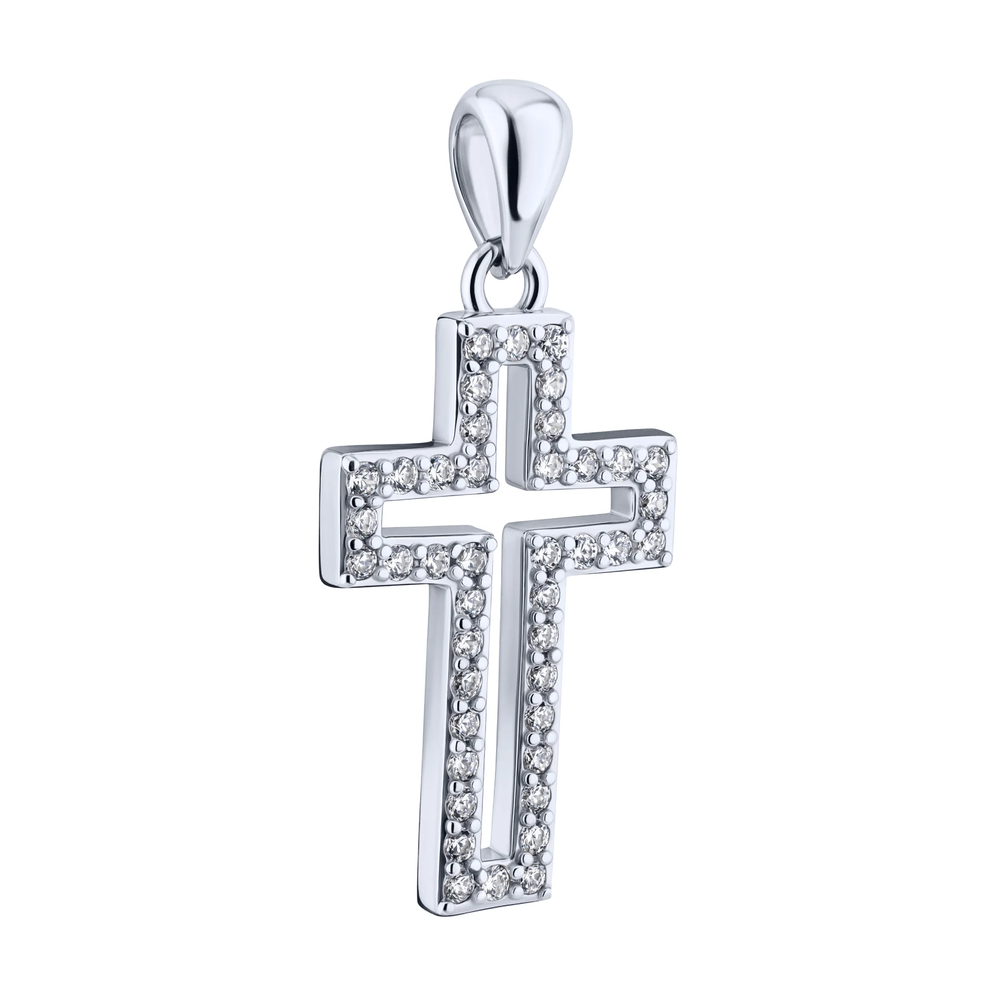 Декоративный крестик из серебра с фианитами - 2206377 - 1