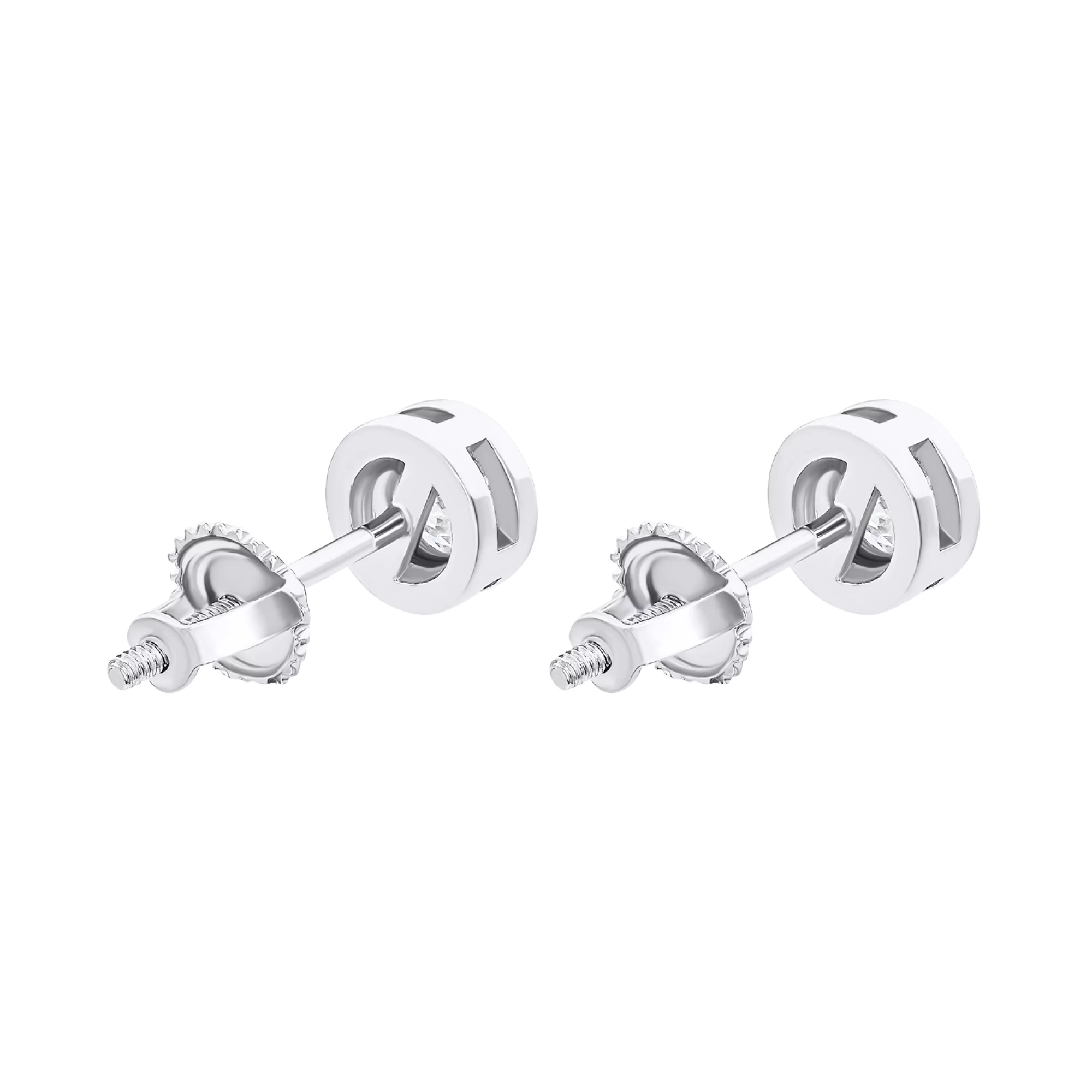 Сережки-гвоздики зі срібла з фіанітами - 1486353 – зображення 2