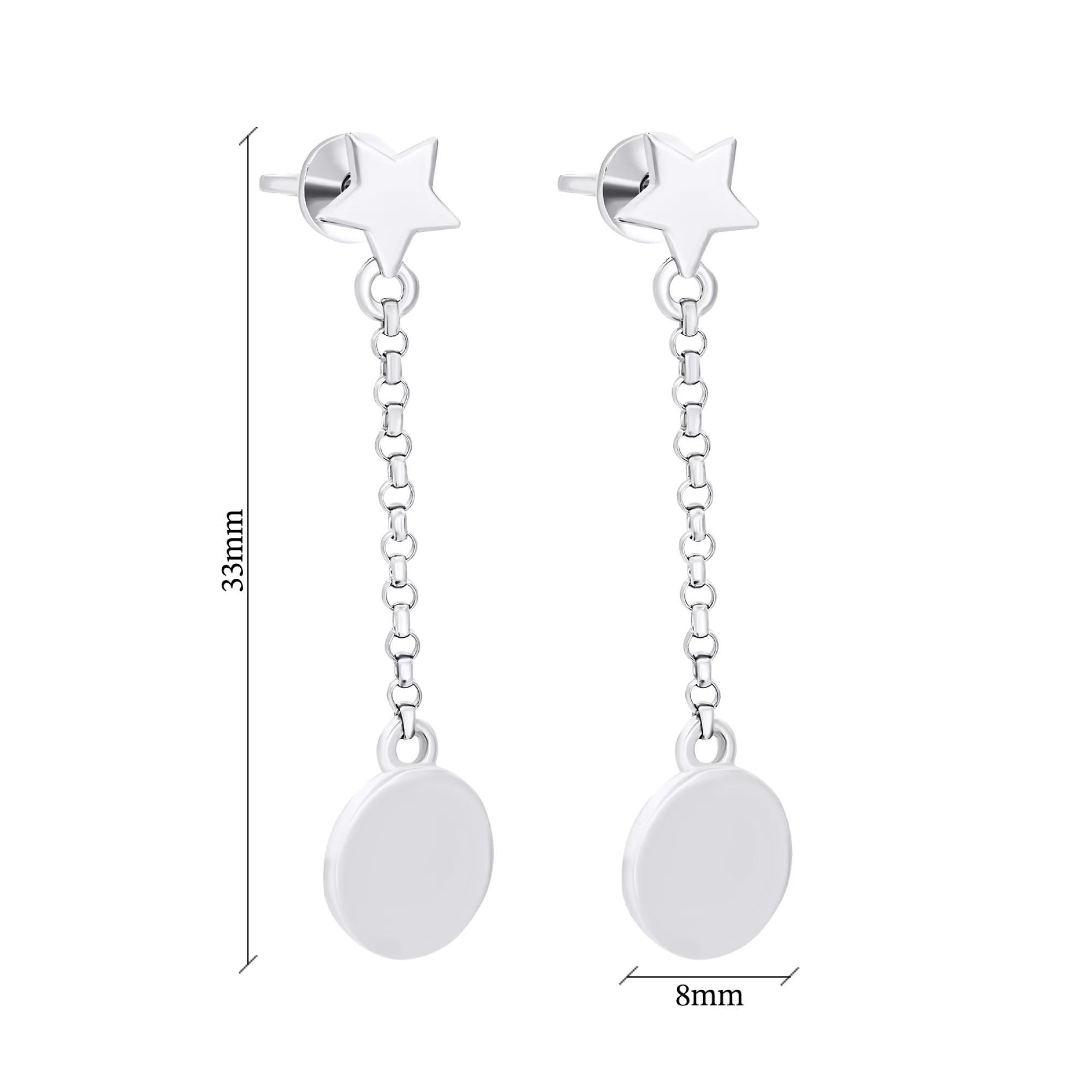Срібні сережки-гвоздики з підвісками "Сяйво Місяця" - 1548787 – зображення 3
