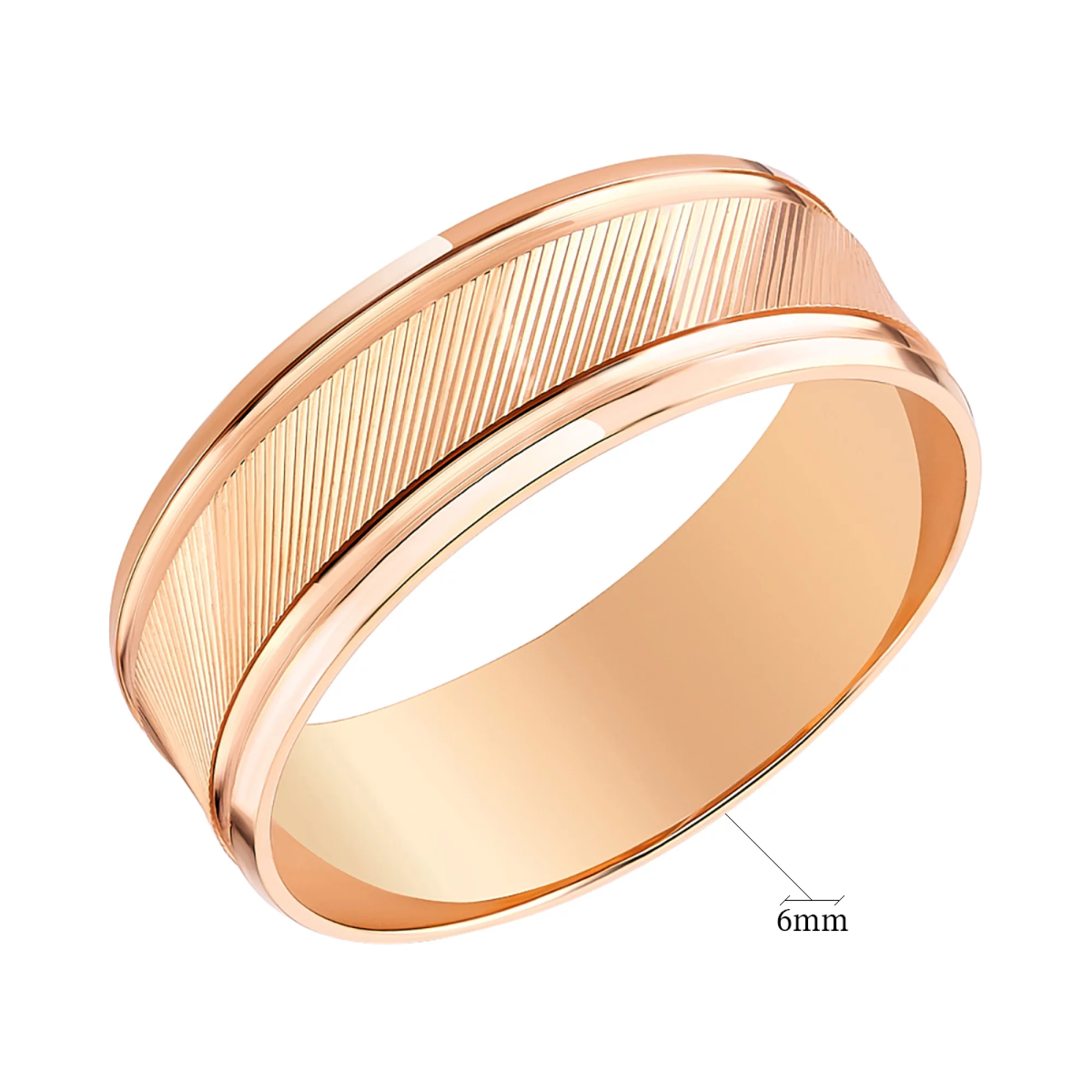 Обручальное кольцо американка с алмазной гранью из красного золота  - 967729 – изображение 4