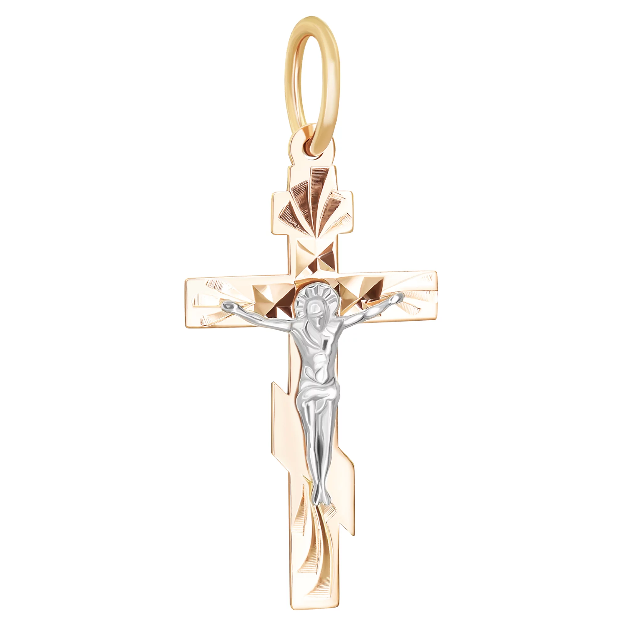 Хрестик із червоного та білого золота "Спаси і Збережи" - 1557397 – зображення 1