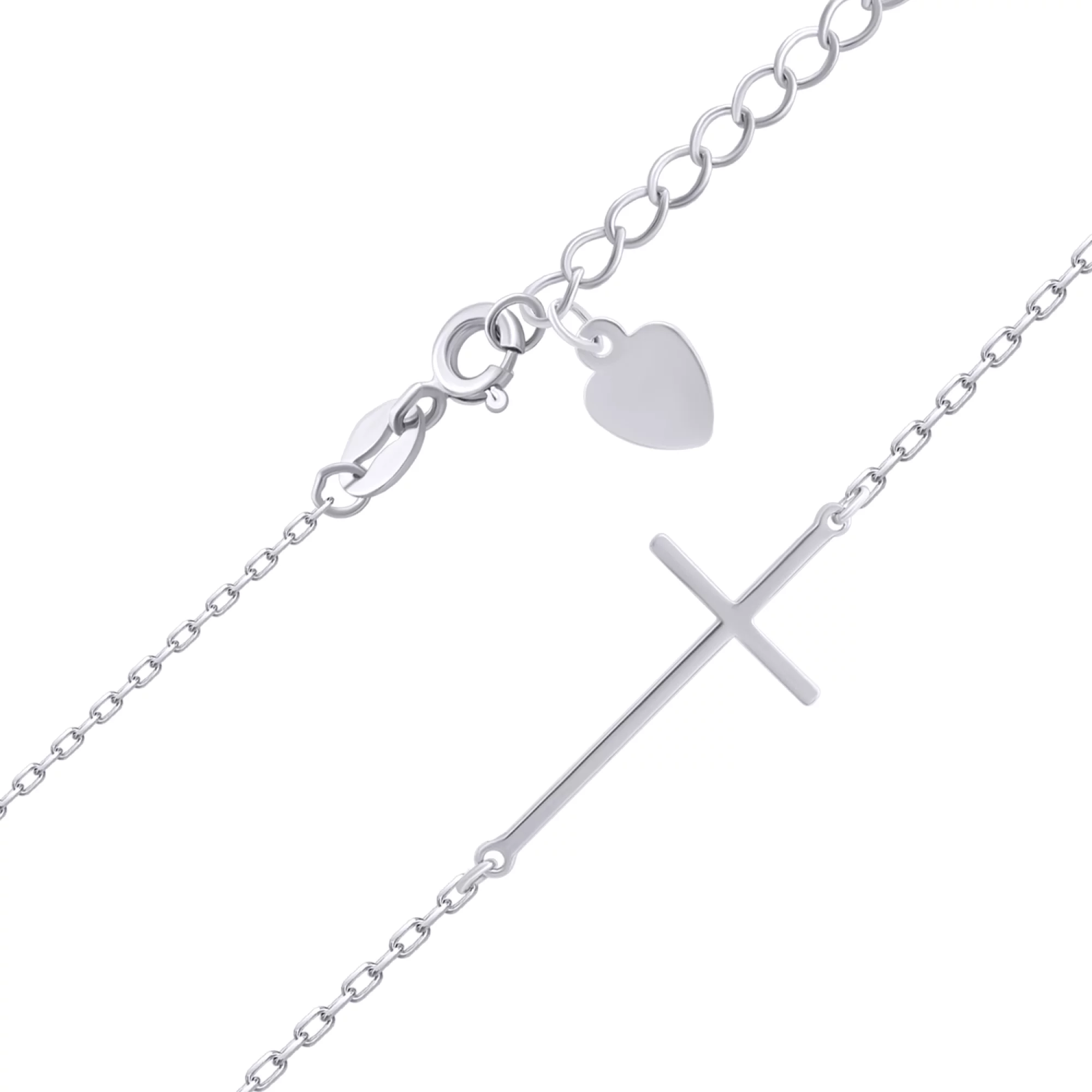 Браслет срібний з хрестиком Якірне плетіння - 859341 – зображення 1