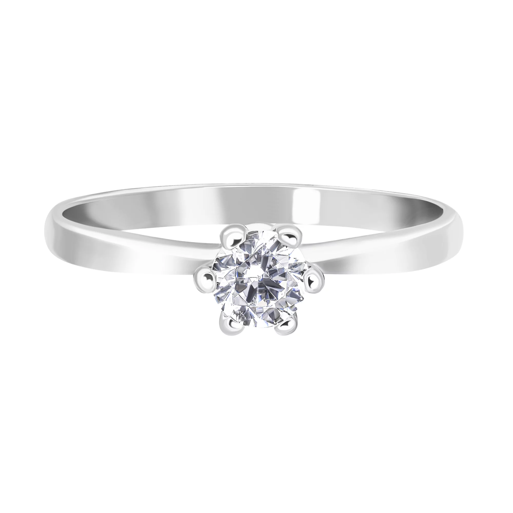 Тонкое помолвочное серебряное кольцо с фианитом - 1593733 – изображение 2