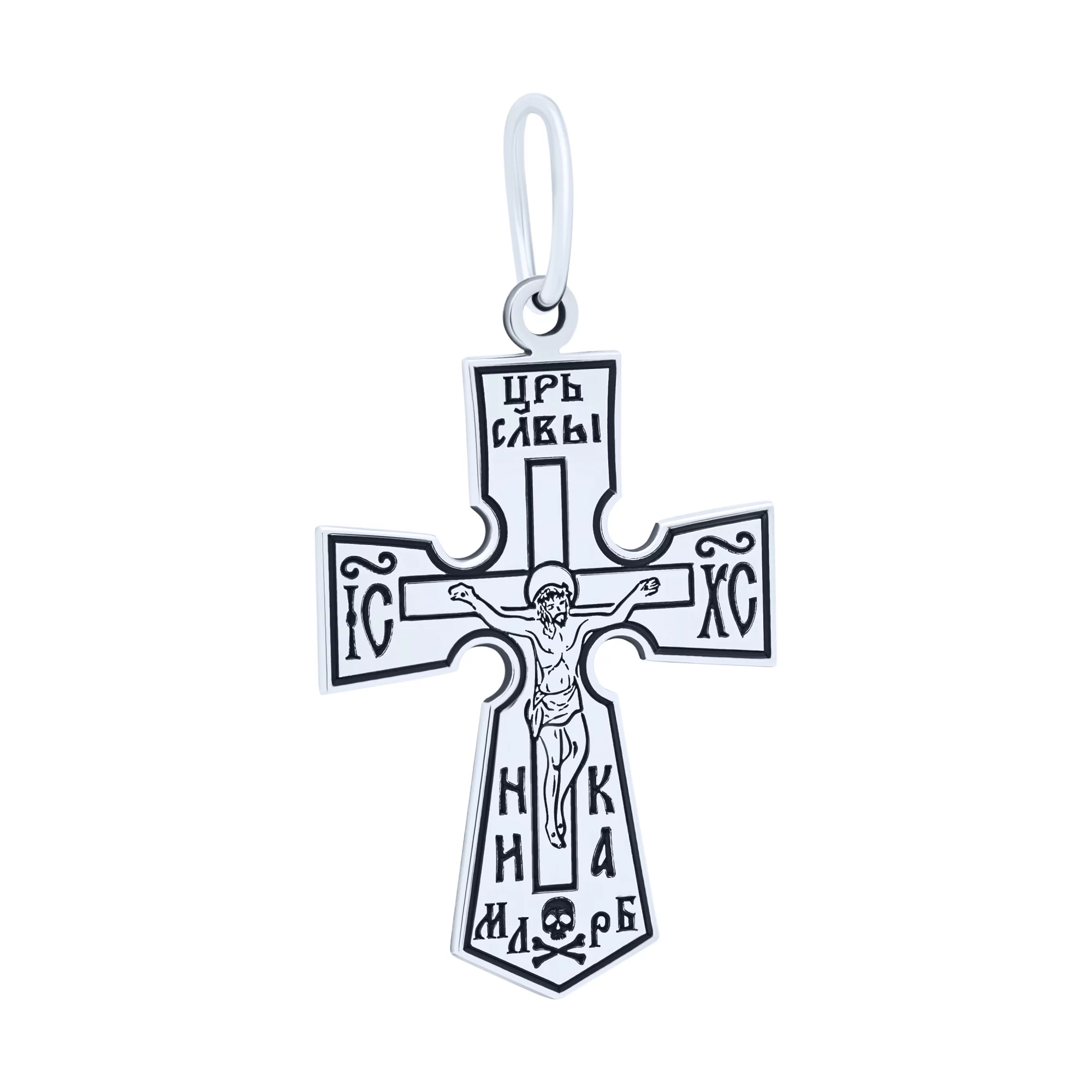 Натільний хрестик зі срібла із чорнінням - 1760859 – зображення 1