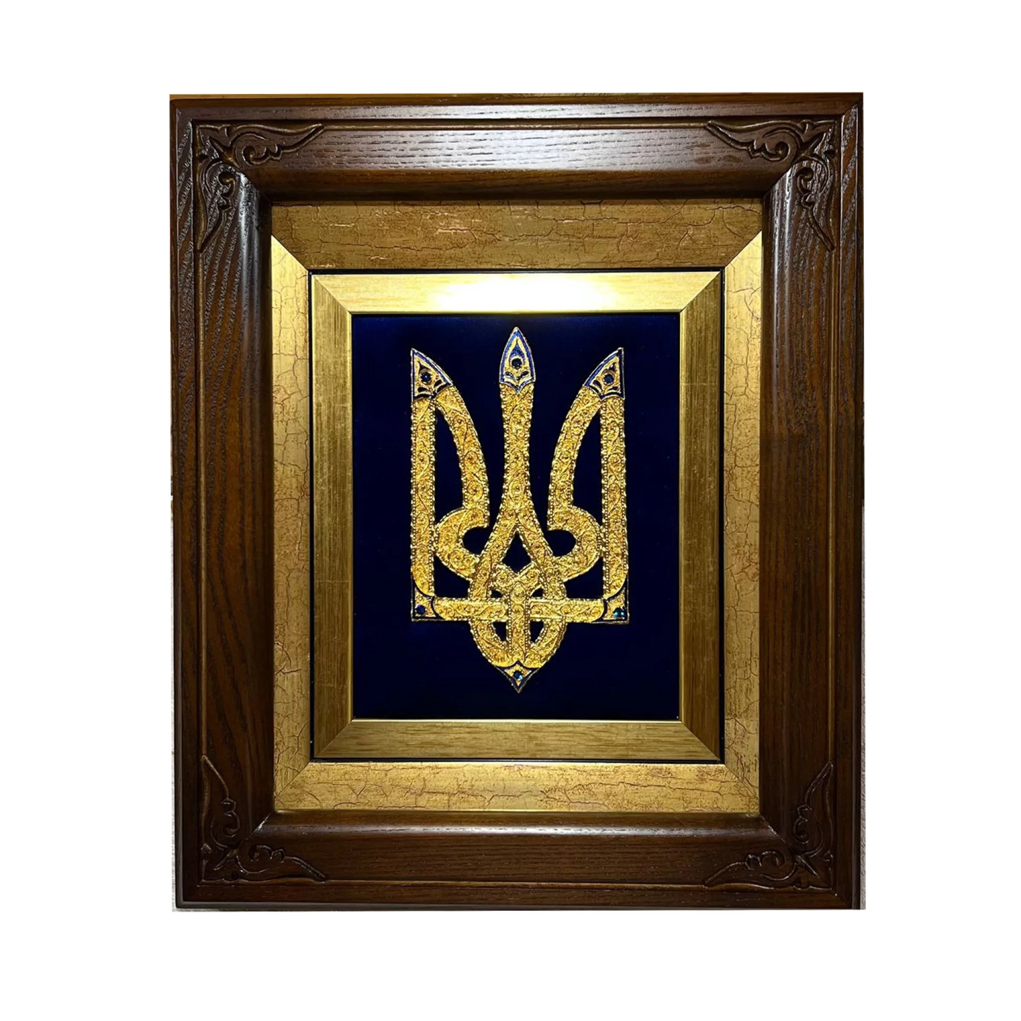 Коллаж с позолотой "Тризуб-Герб Украины" с фианитами - 1573282 – изображение 1