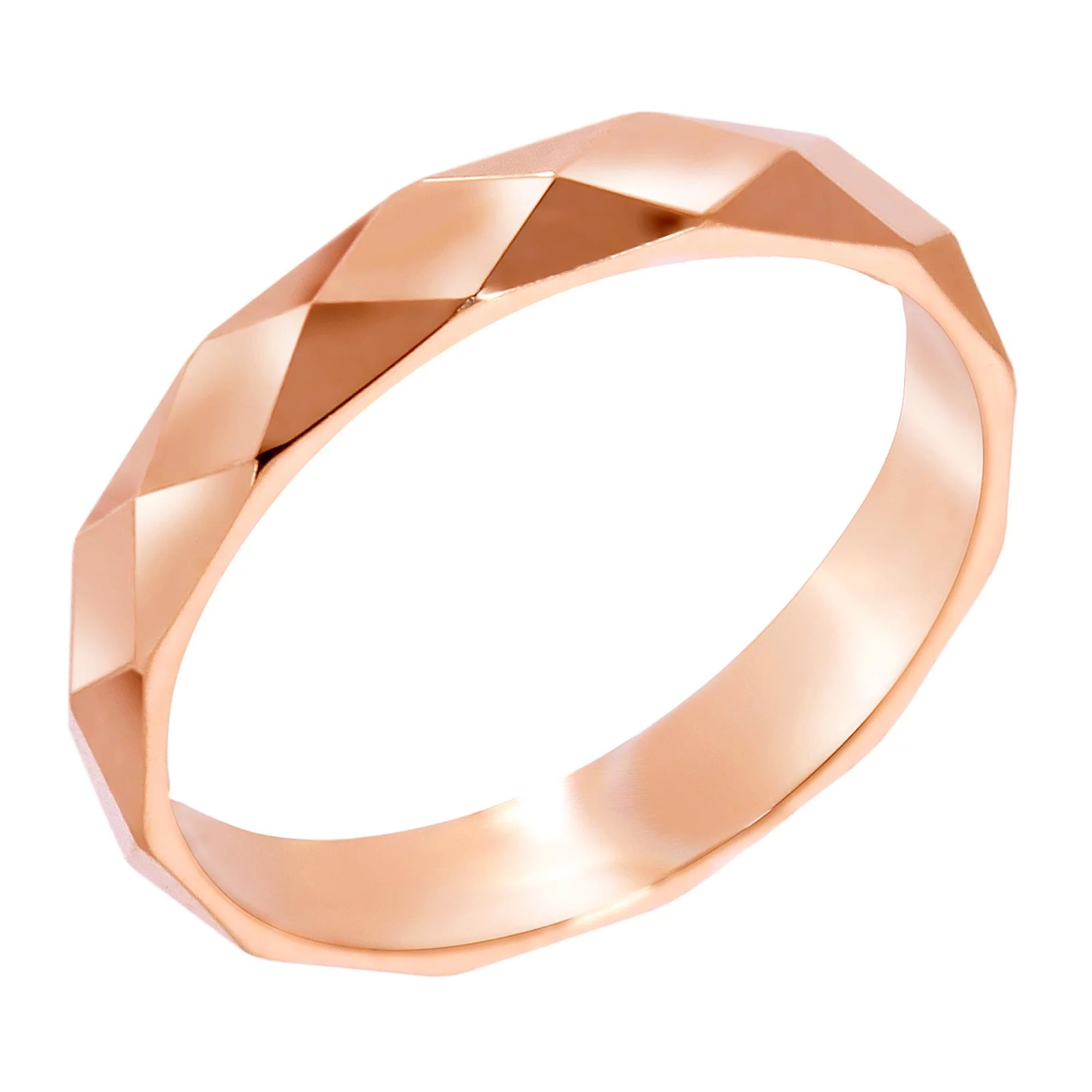 Обручальное кольцо из красного золота с гранями американка - 968100 – изображение 1