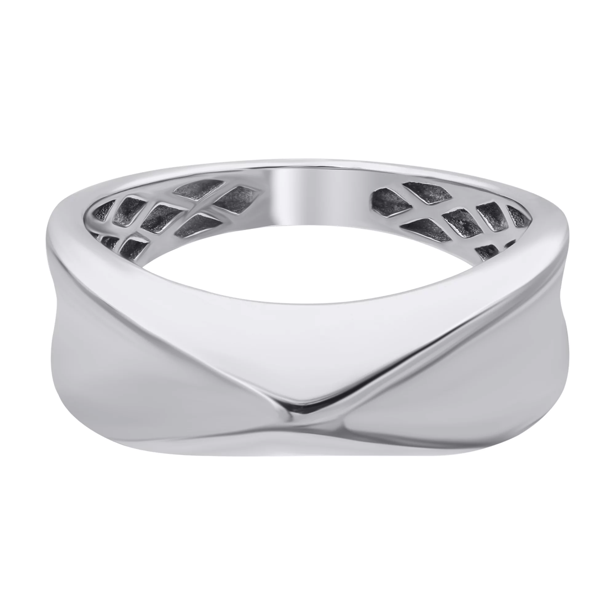 Кольцо серебряное с платиновым покрытием - 878669 – изображение 2